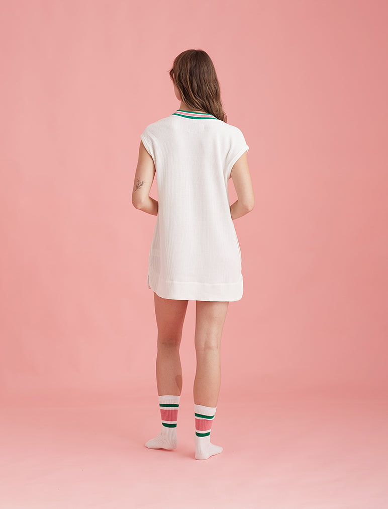 Luxe Waffle Tennis Logo Tank Dress