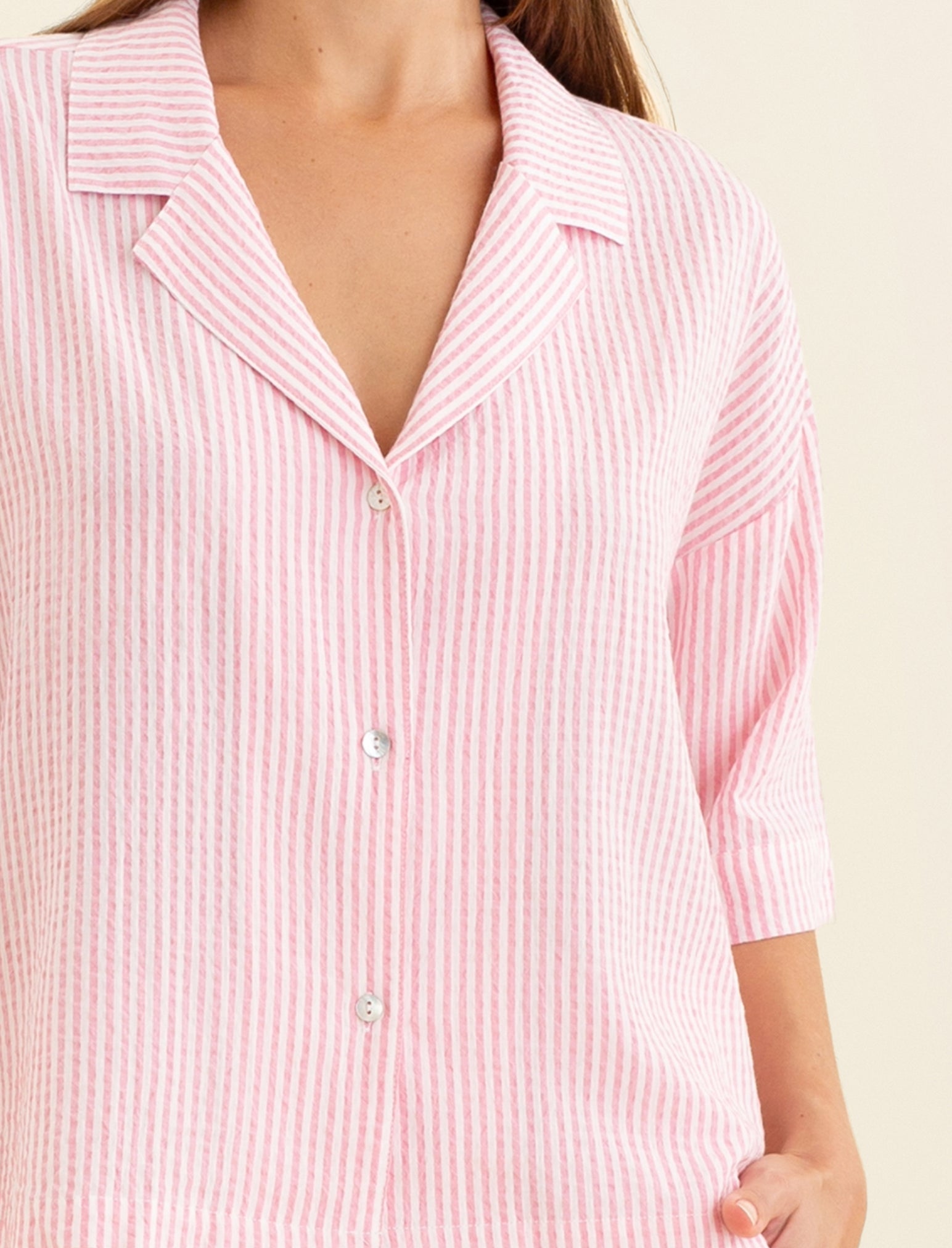 Sabine Seersucker Stripe Boxer PJ Set & Bow Scrunchie