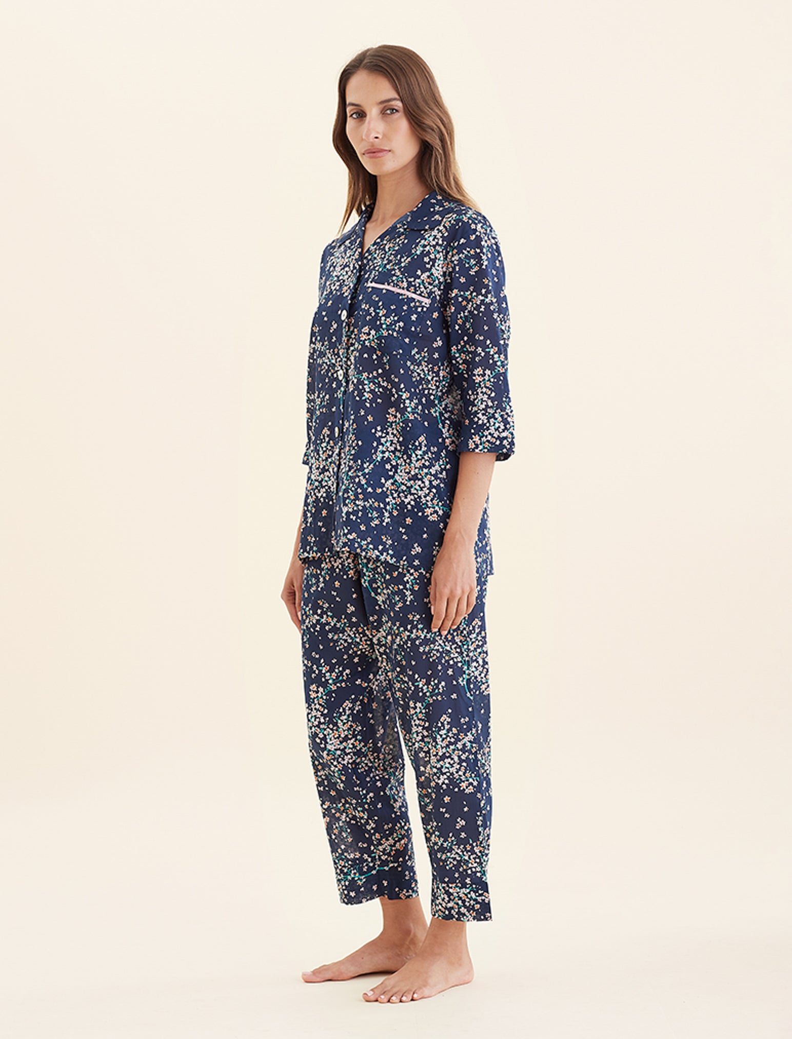 Cheri Blossom Crop PJ Set with Eye Mask