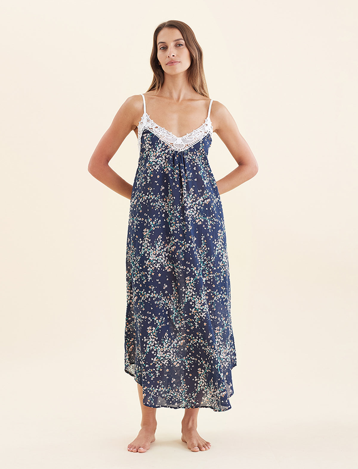 Cheri Blossom Lace Front Maxi Nightie
