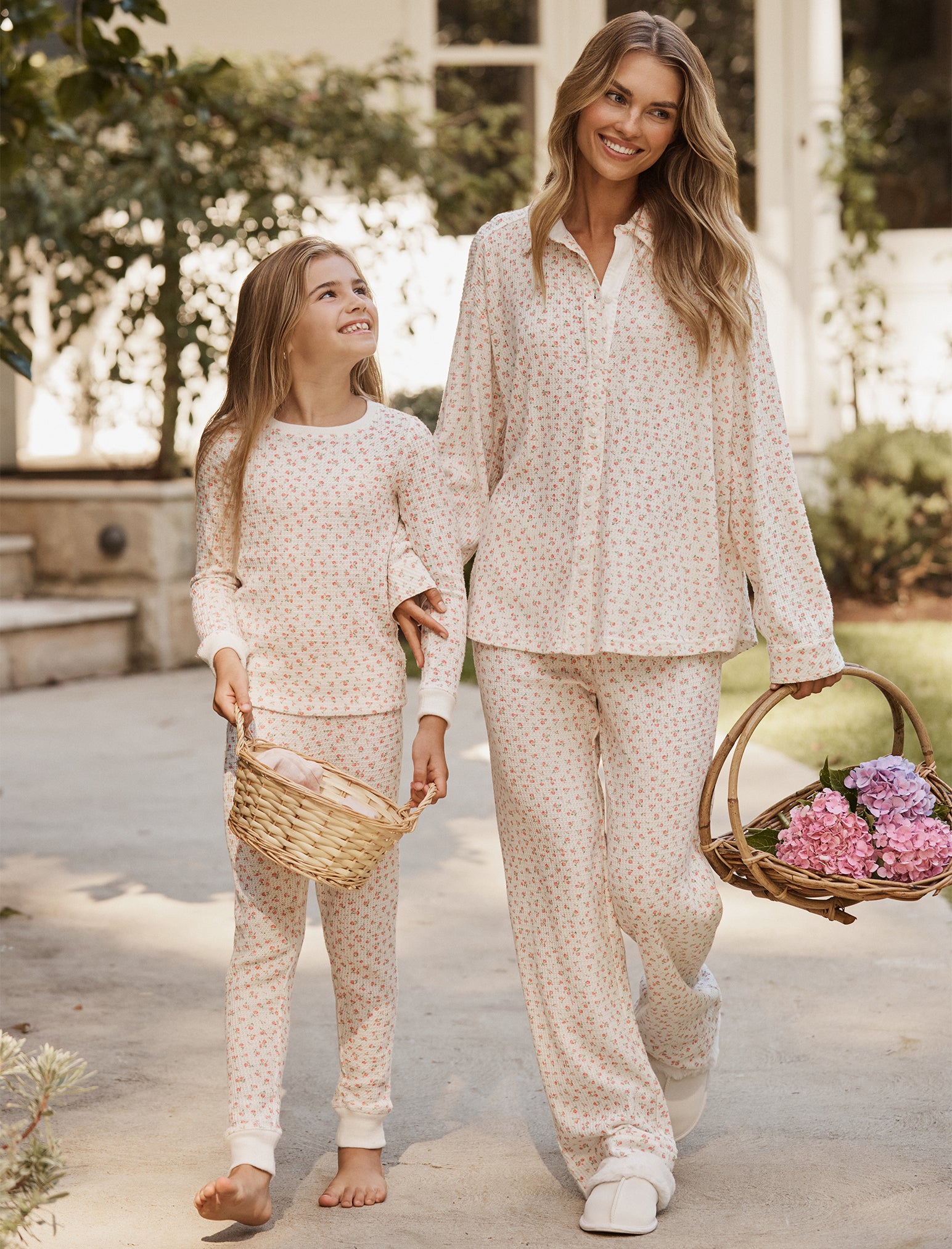 Kids Rosette Waffle Full Length PJ Set