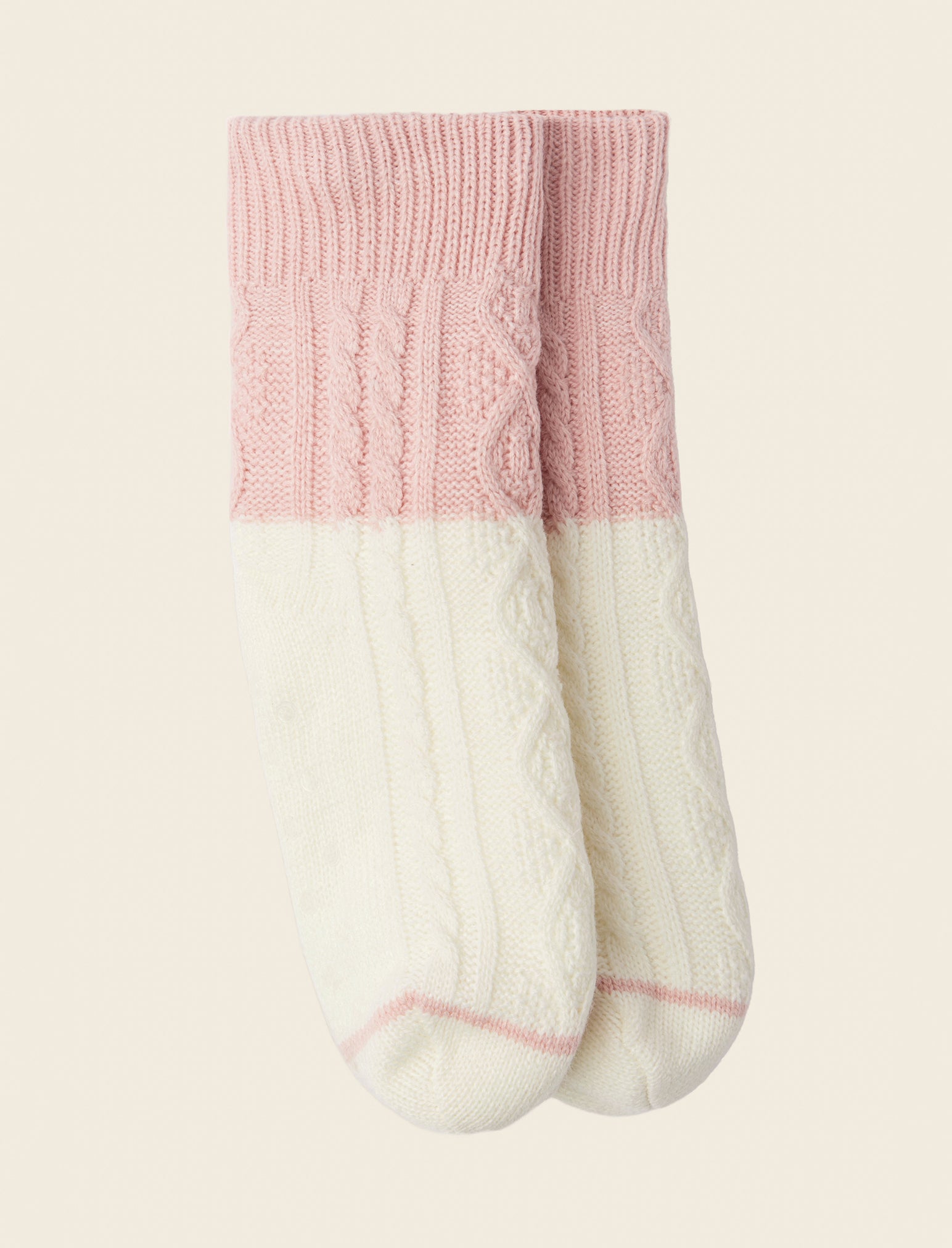 Colour Block Cable Reading Socks