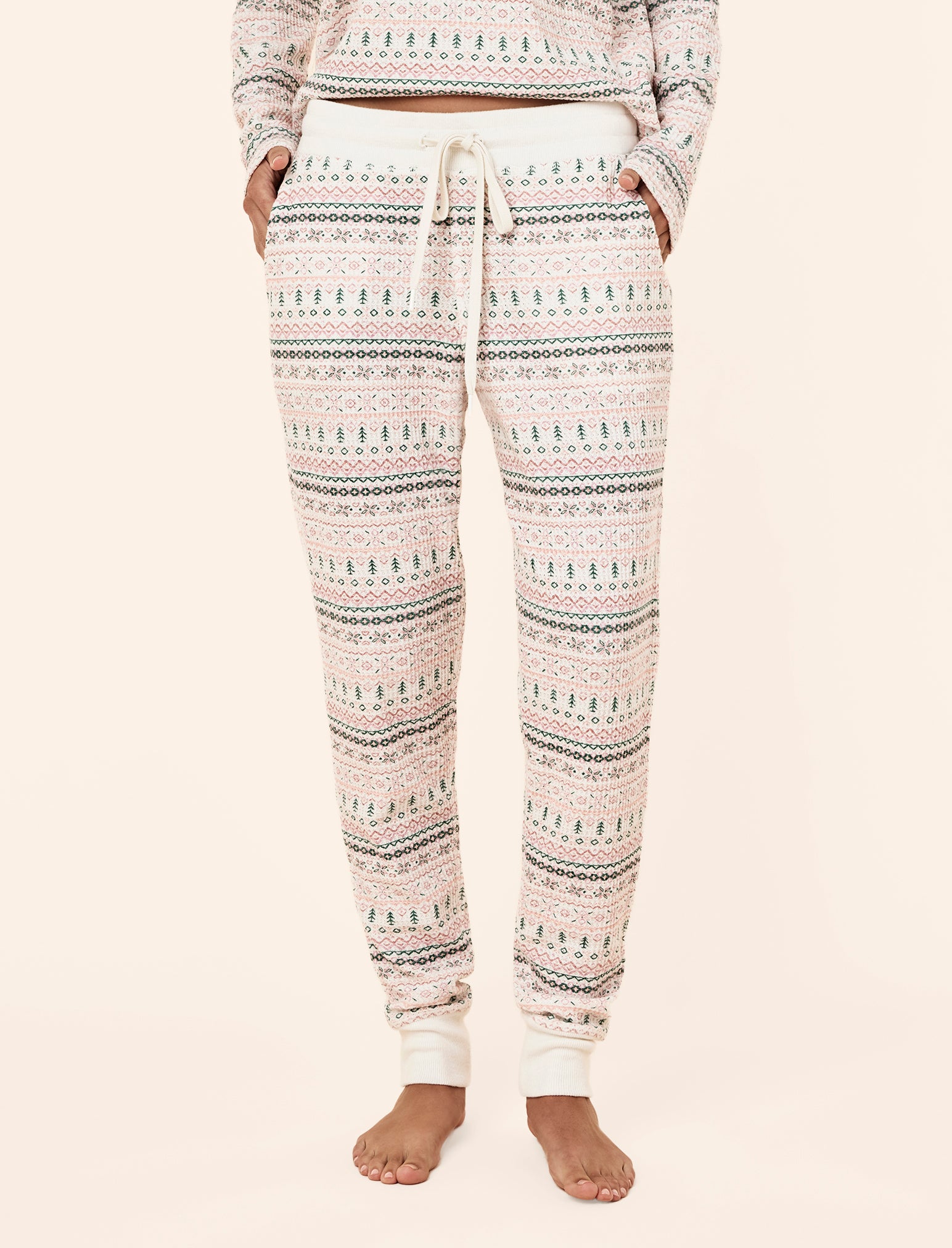 Fairisle Waffle Long Sleeve Top and Jogger