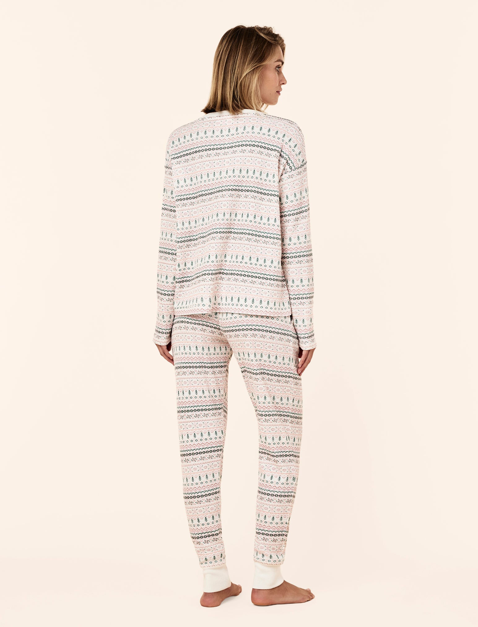 Fairisle Waffle Long Sleeve Top and Jogger