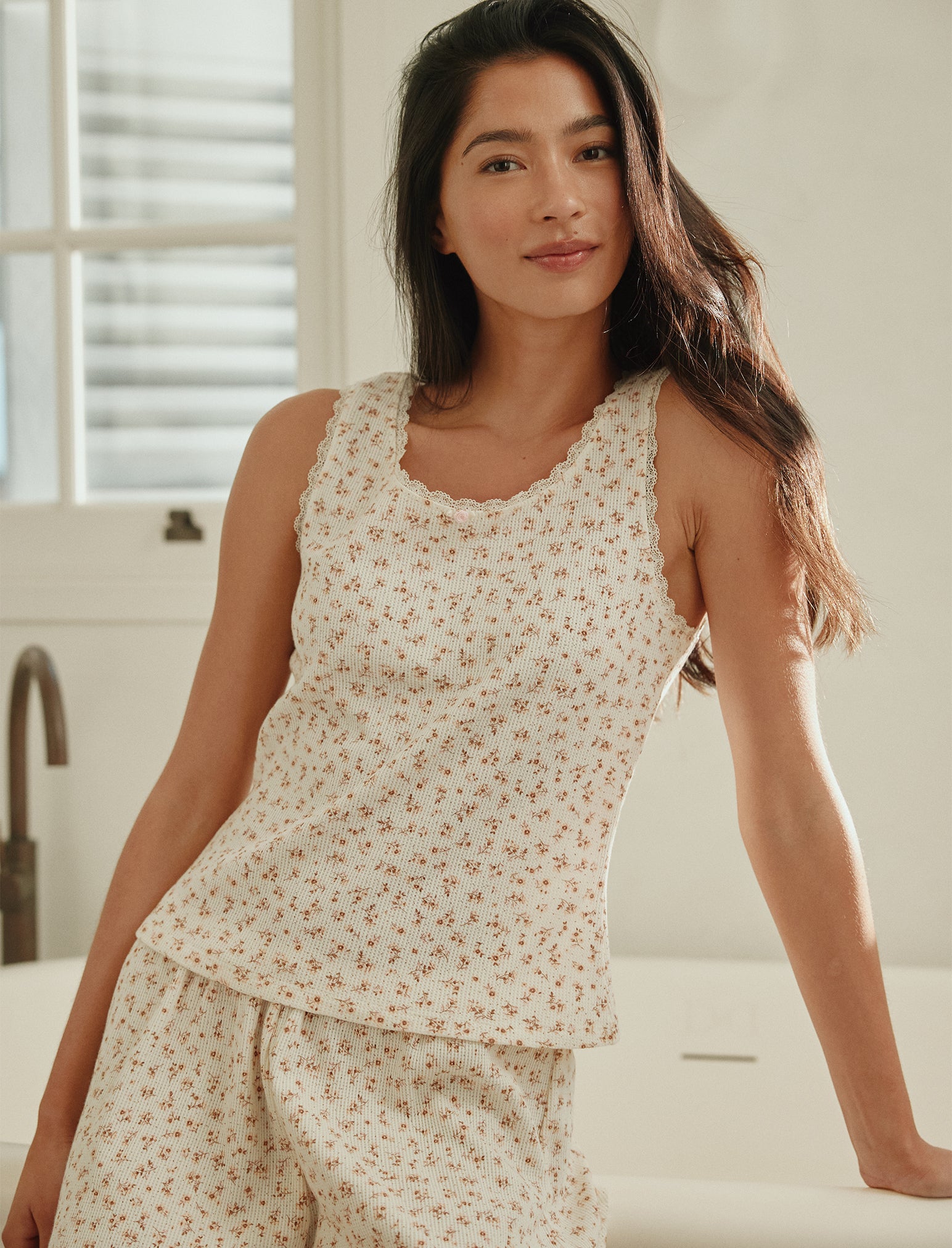 Claire Soft Cotton Waffle Boxer PJ Set