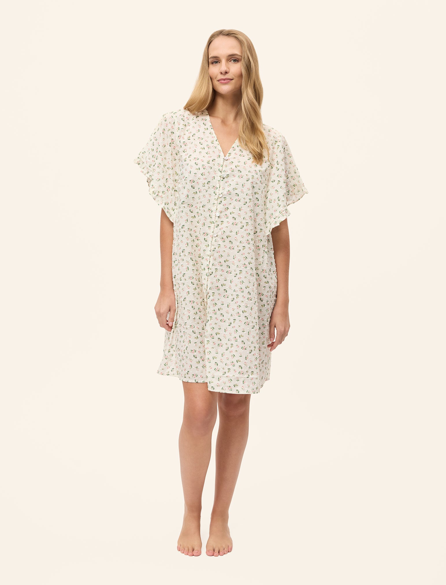 Swiss Dot Short Sleeve Frill Midi Nightie