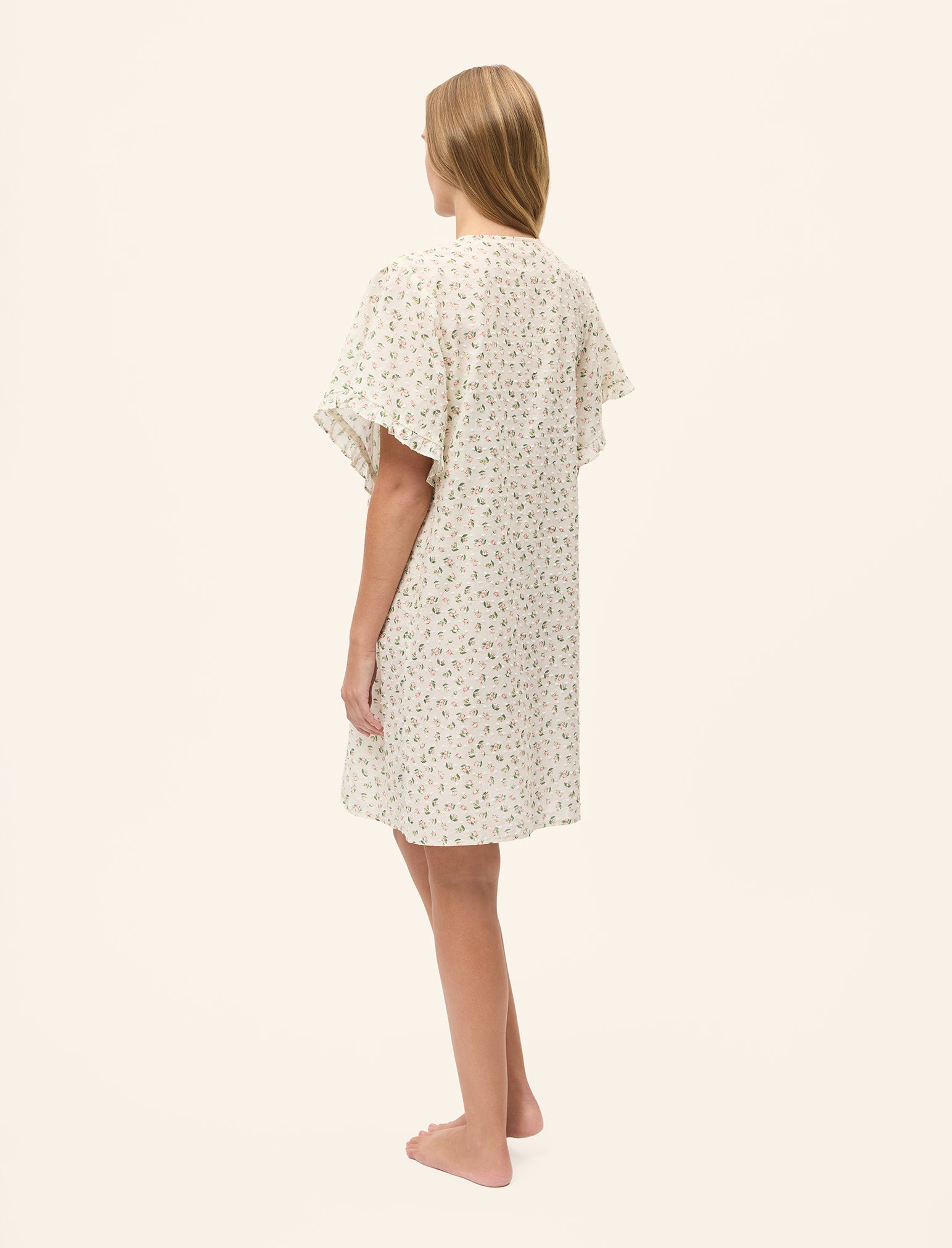 Swiss Dot Short Sleeve Frill Midi Nightie