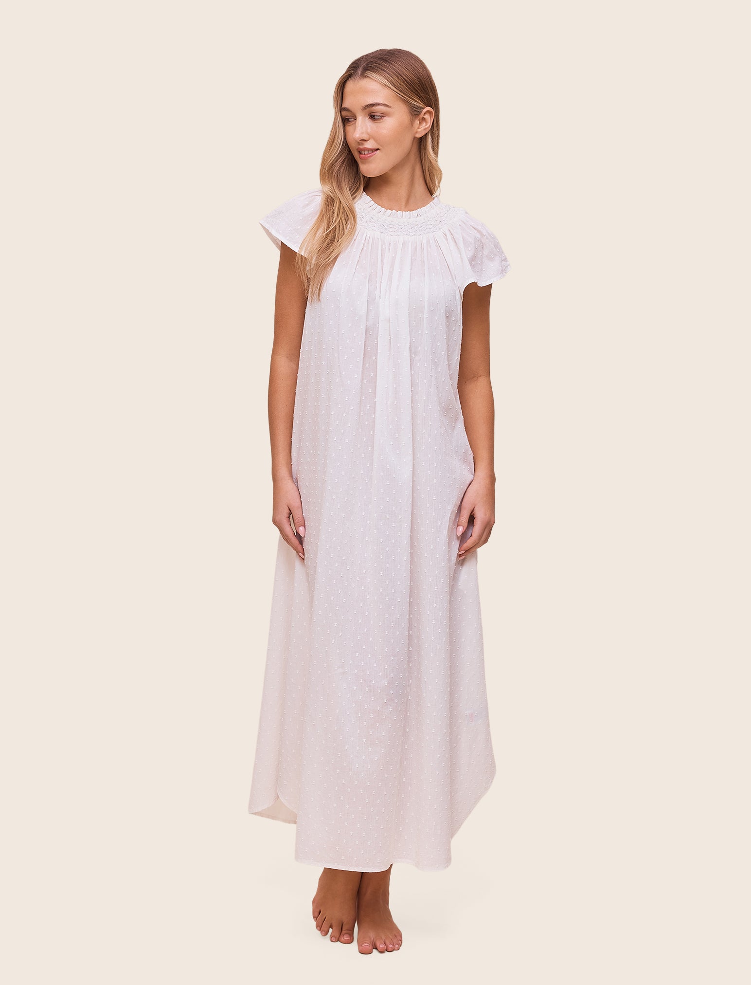 Shirred Neck Maxi Nightie