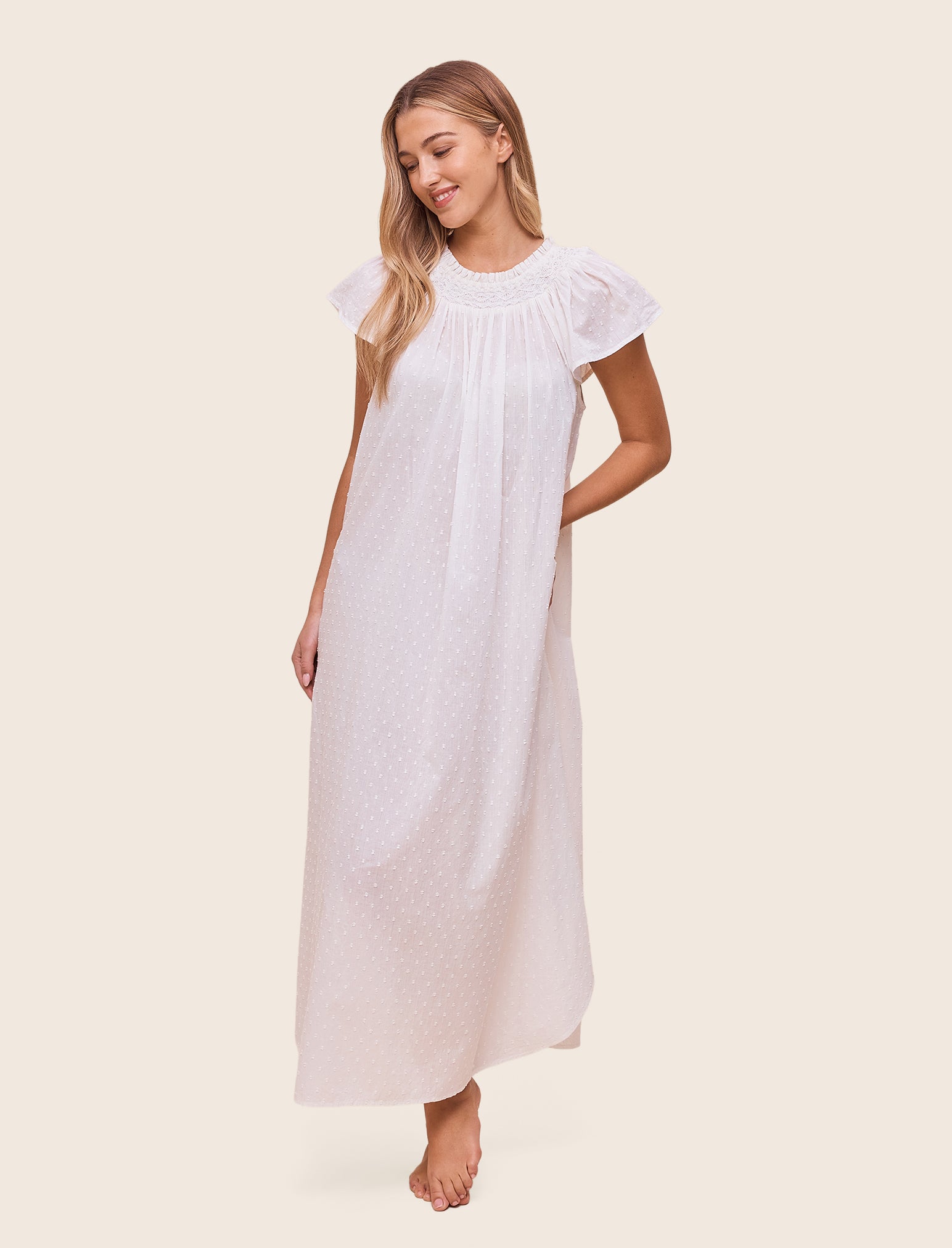Shirred Neck Maxi Nightie