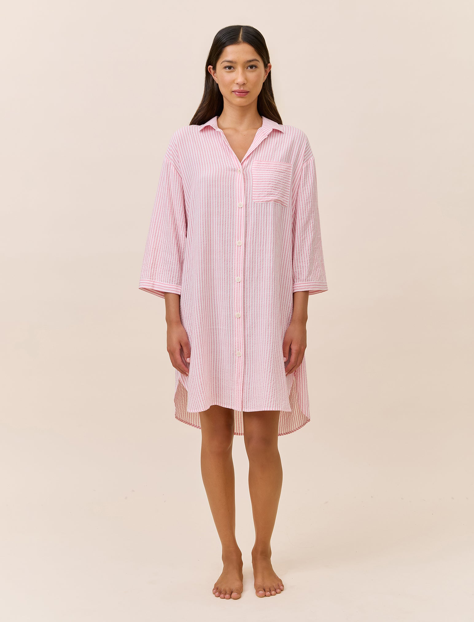 Sabine Seersucker Stripe Nightshirt