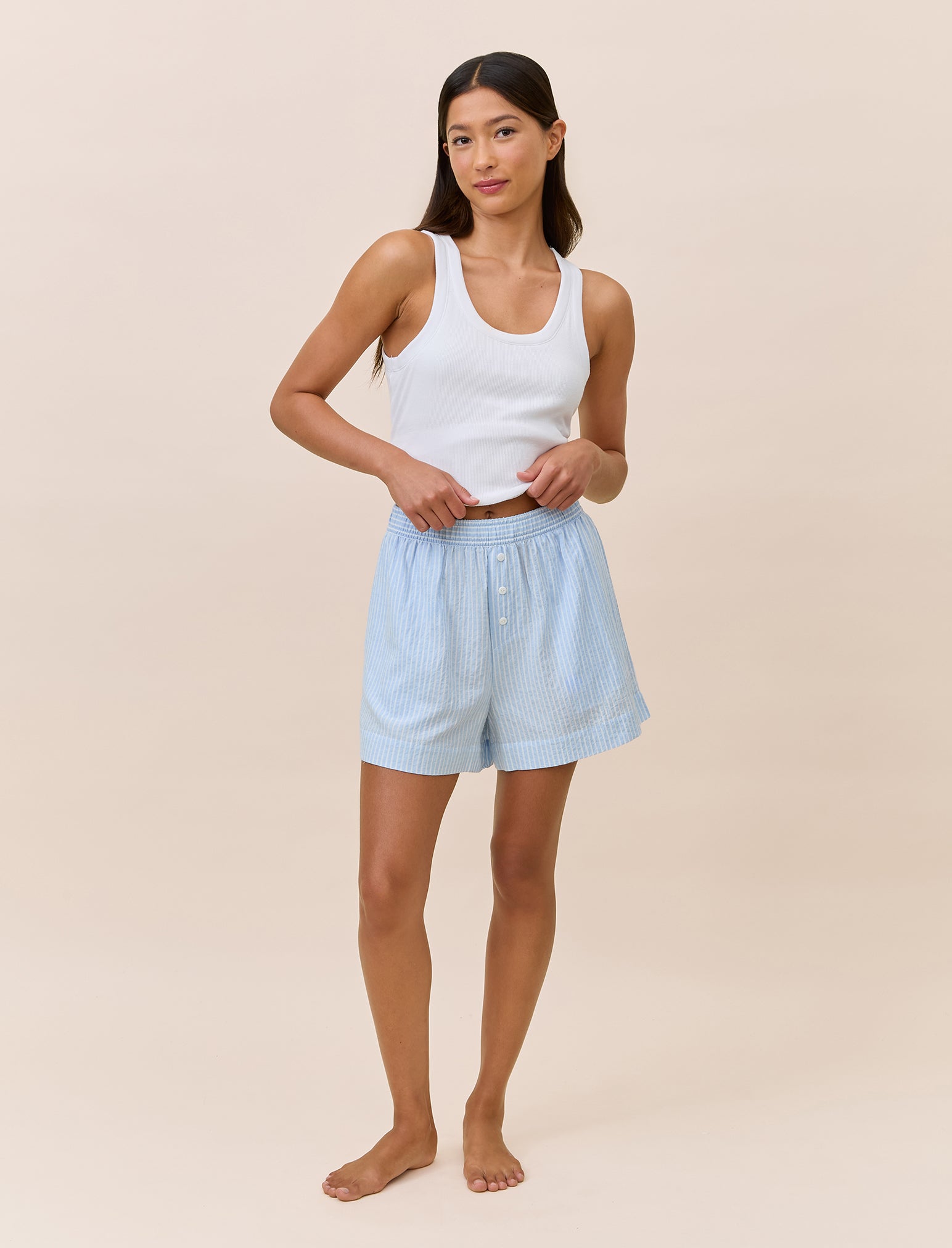 Sabrina Stripe Boxer & Singlet Set