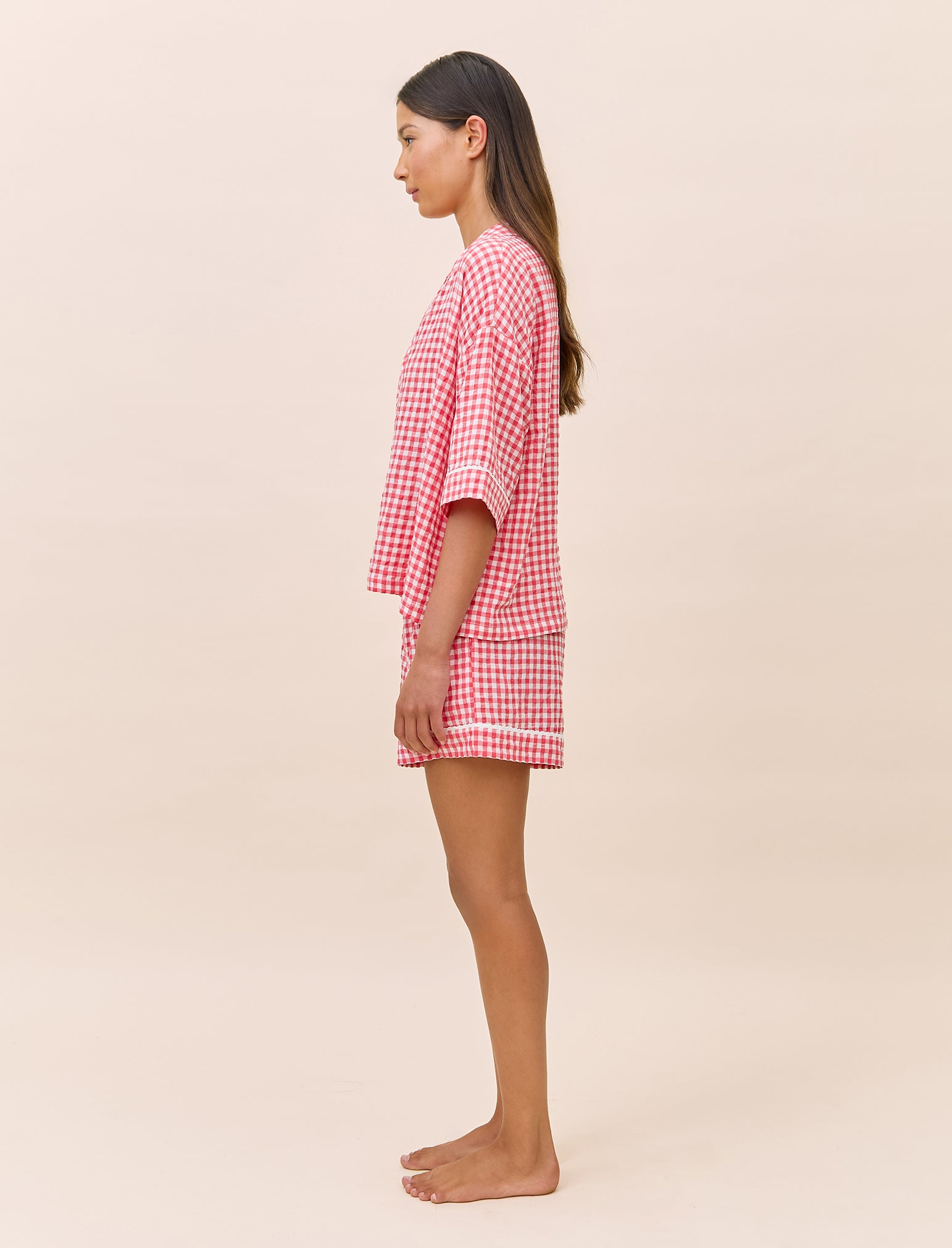 Seersucker Gingham Short Sleeve Shirt