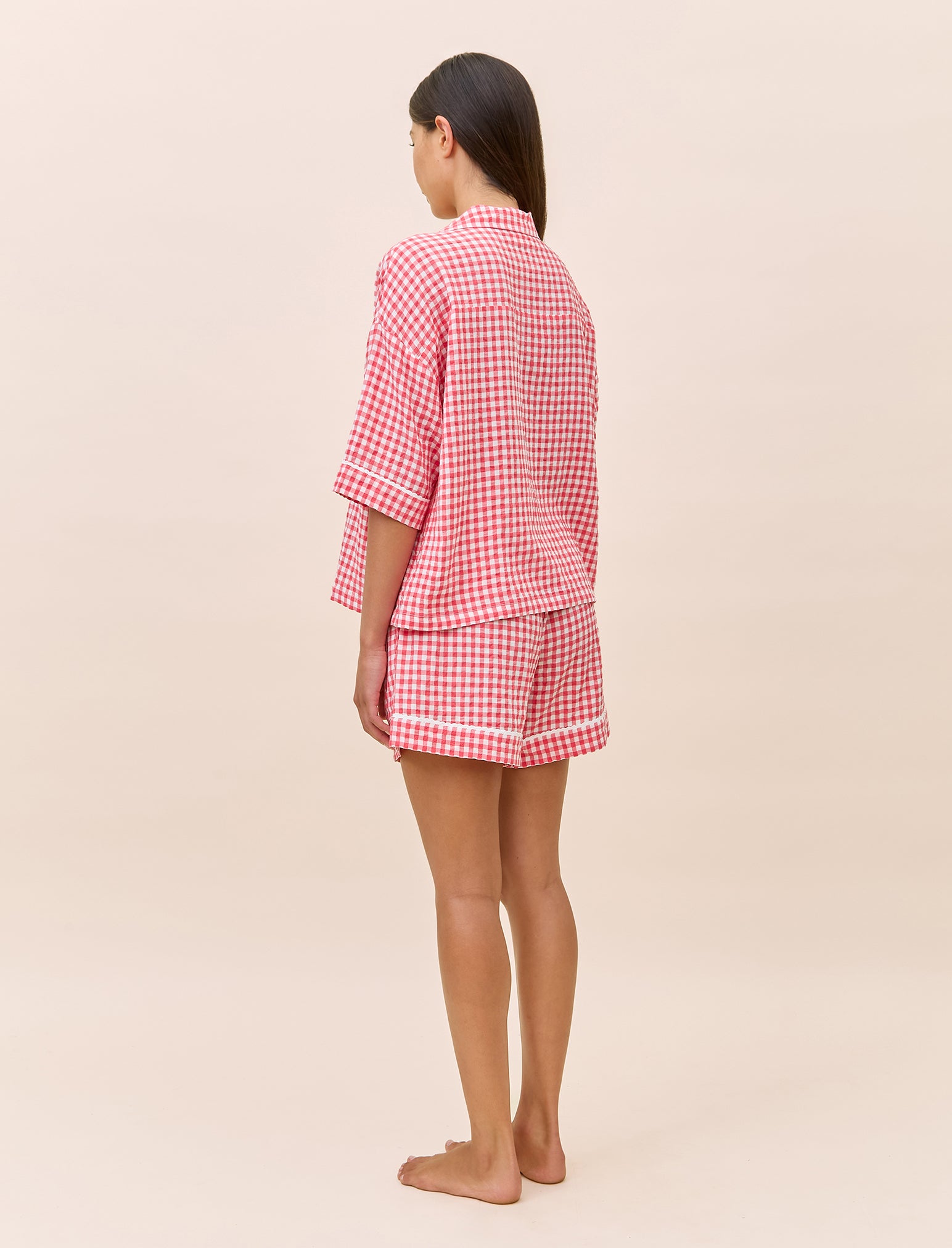 Seersucker Gingham Short Sleeve Shirt