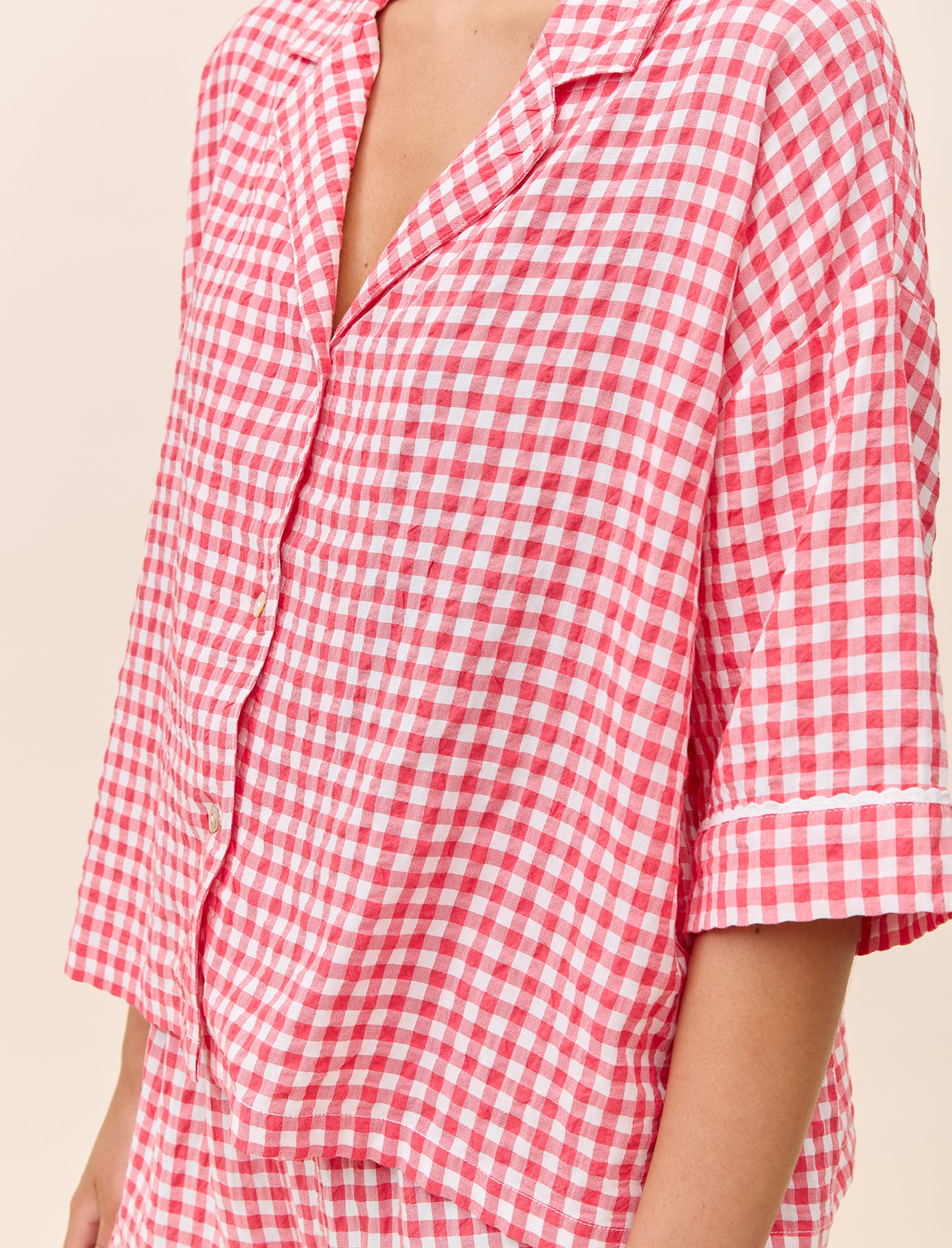 Seersucker Gingham Short Sleeve Shirt