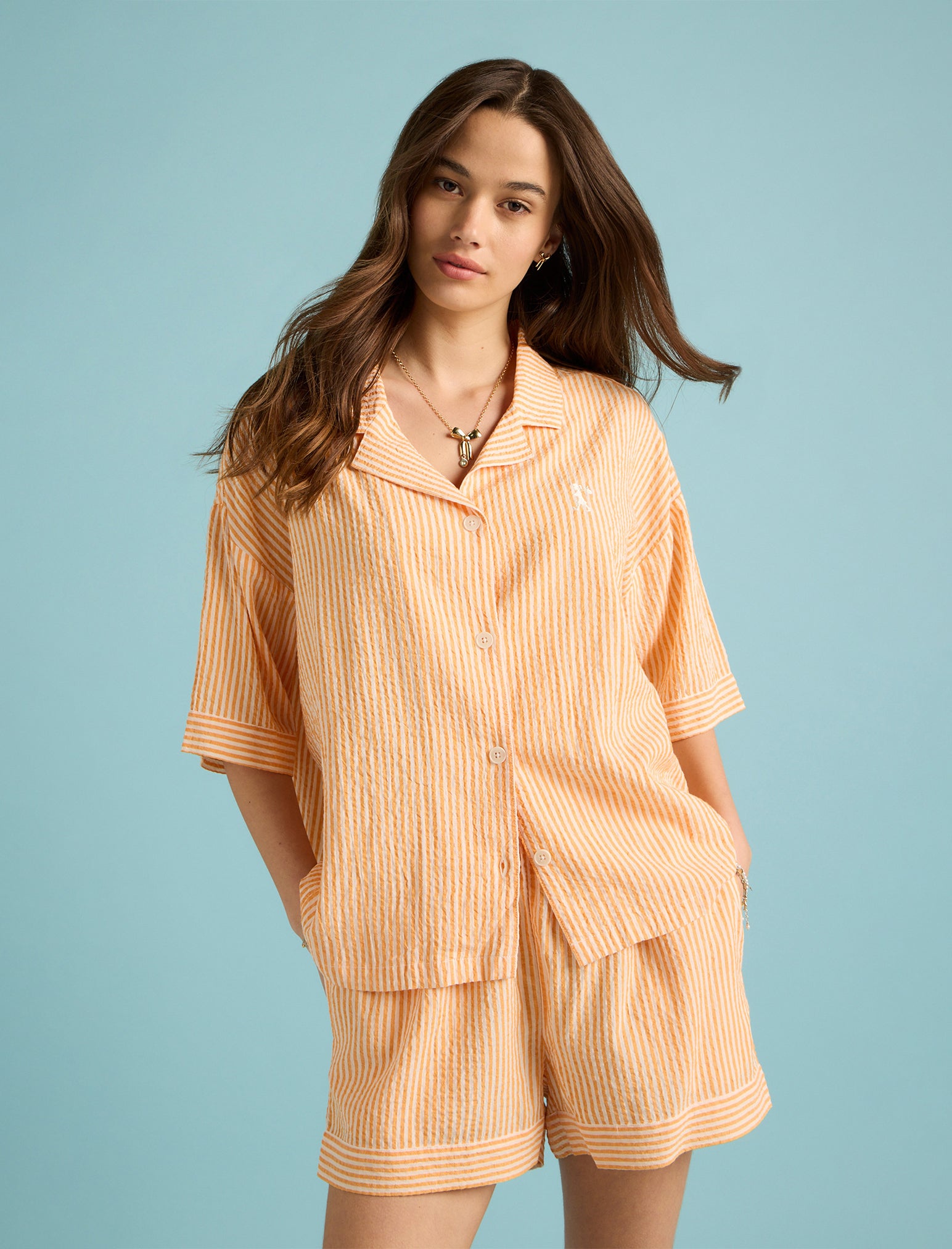 Karen Walker Seersucker Stripe Boxer PJ Set