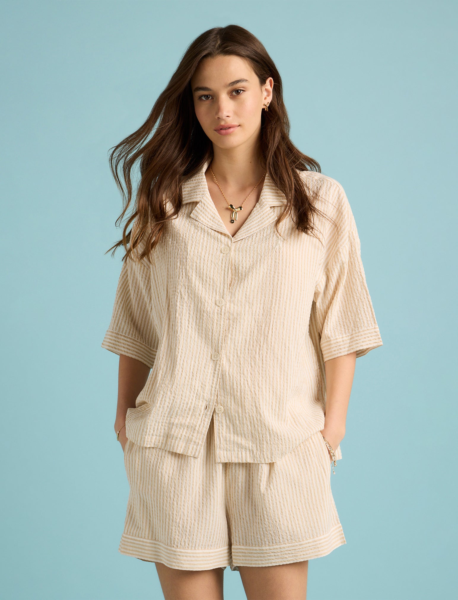 Karen Walker Seersucker Stripe Boxer PJ Set