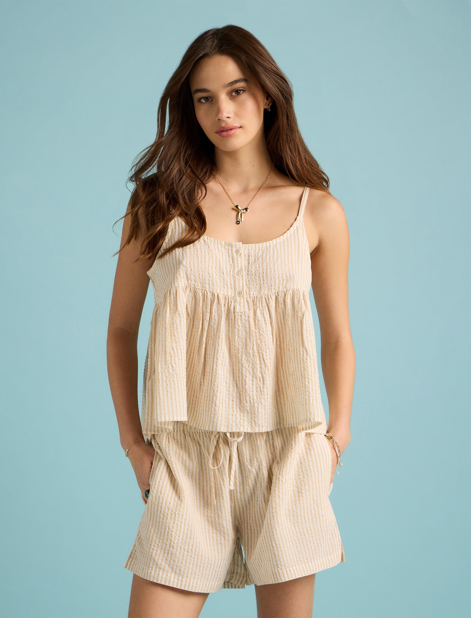 Karen Walker Seersucker Stripe Cami Boxer