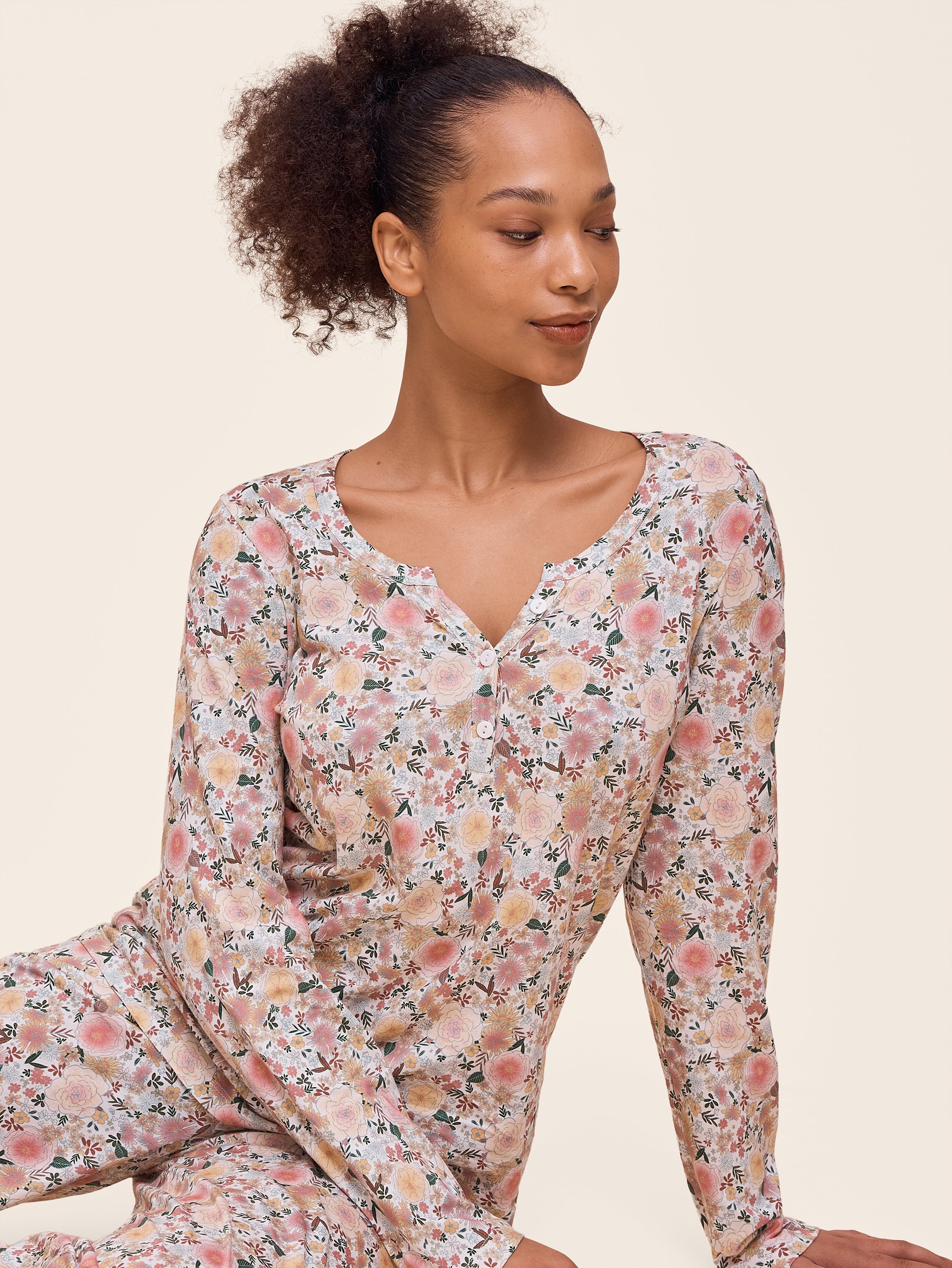 Meribel Knit Henley LS Tee and Straight Leg Pant