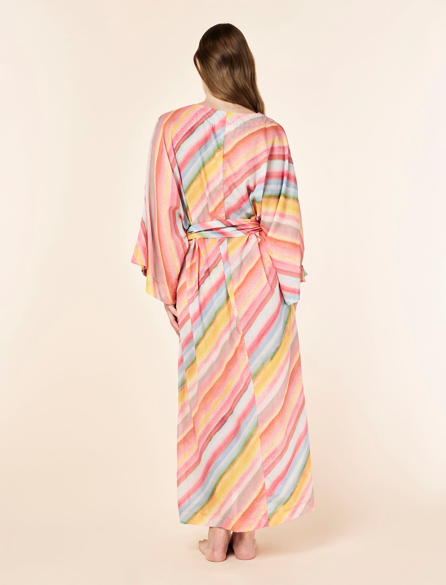 Sophie Stripe Maxi Kimono Robe