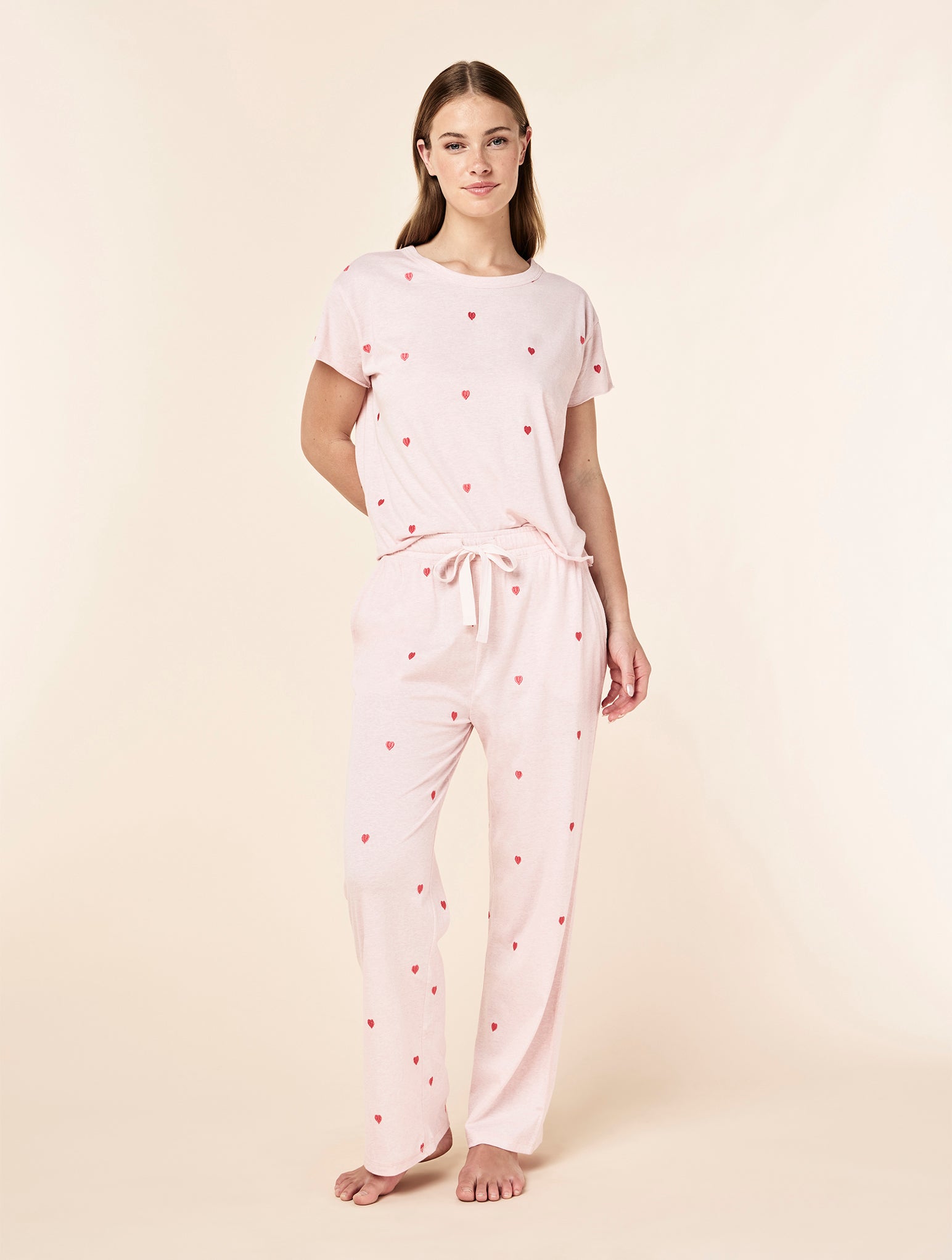 Jada Hearts Cotton Boxy Tee and Straight Leg Pant