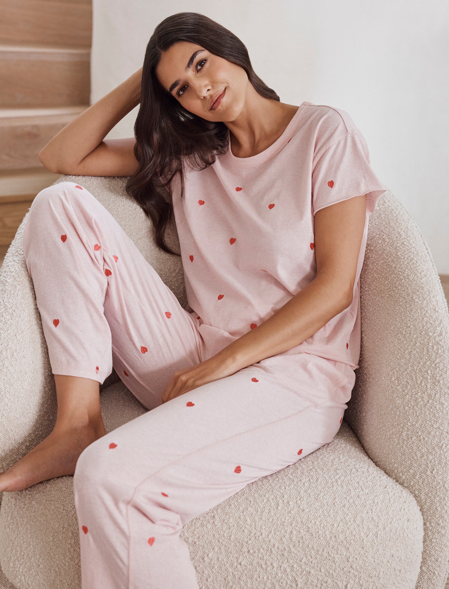 Jada Hearts Cotton Boxy Tee and Straight Leg Pant