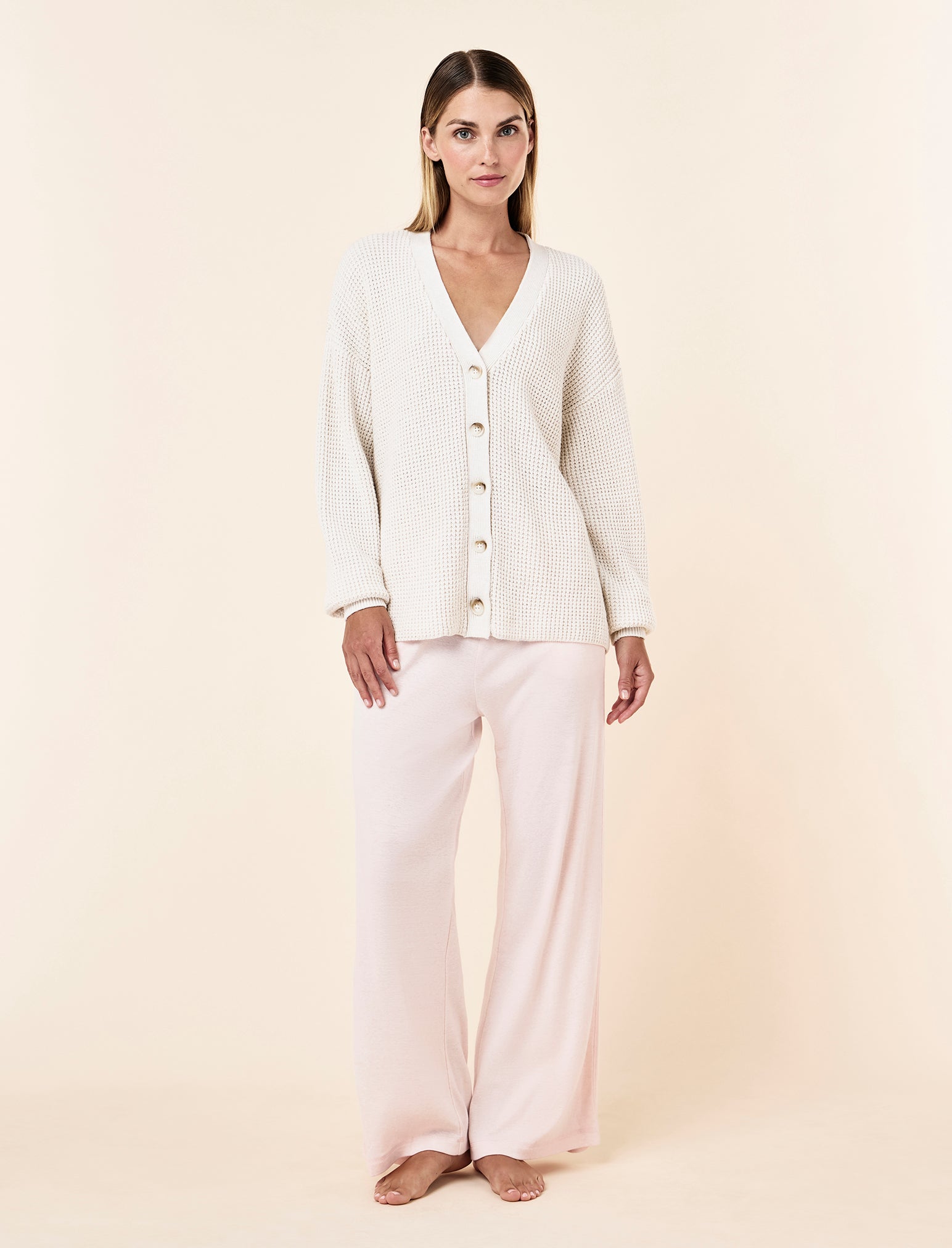 Cotton Cashmere Waffle Knit Cardi