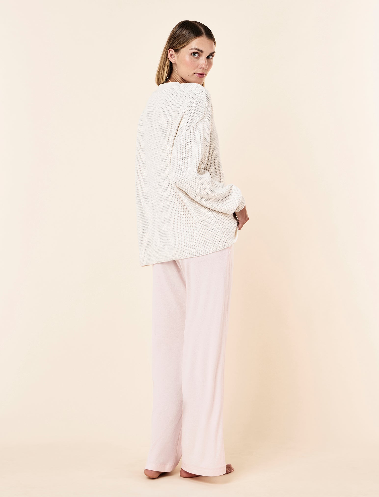 Cotton Cashmere Waffle Knit Cardi