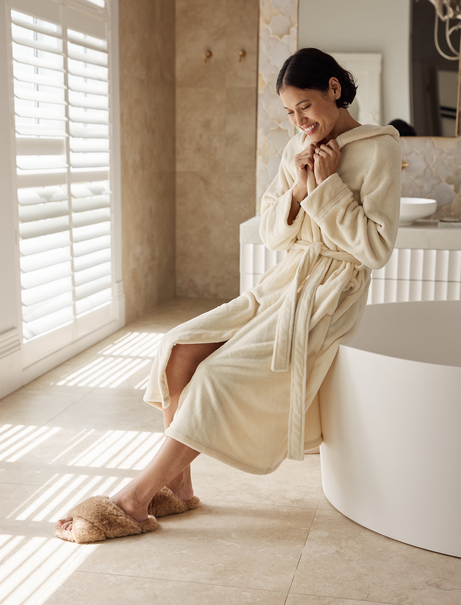 Long Plush Hooded Robe