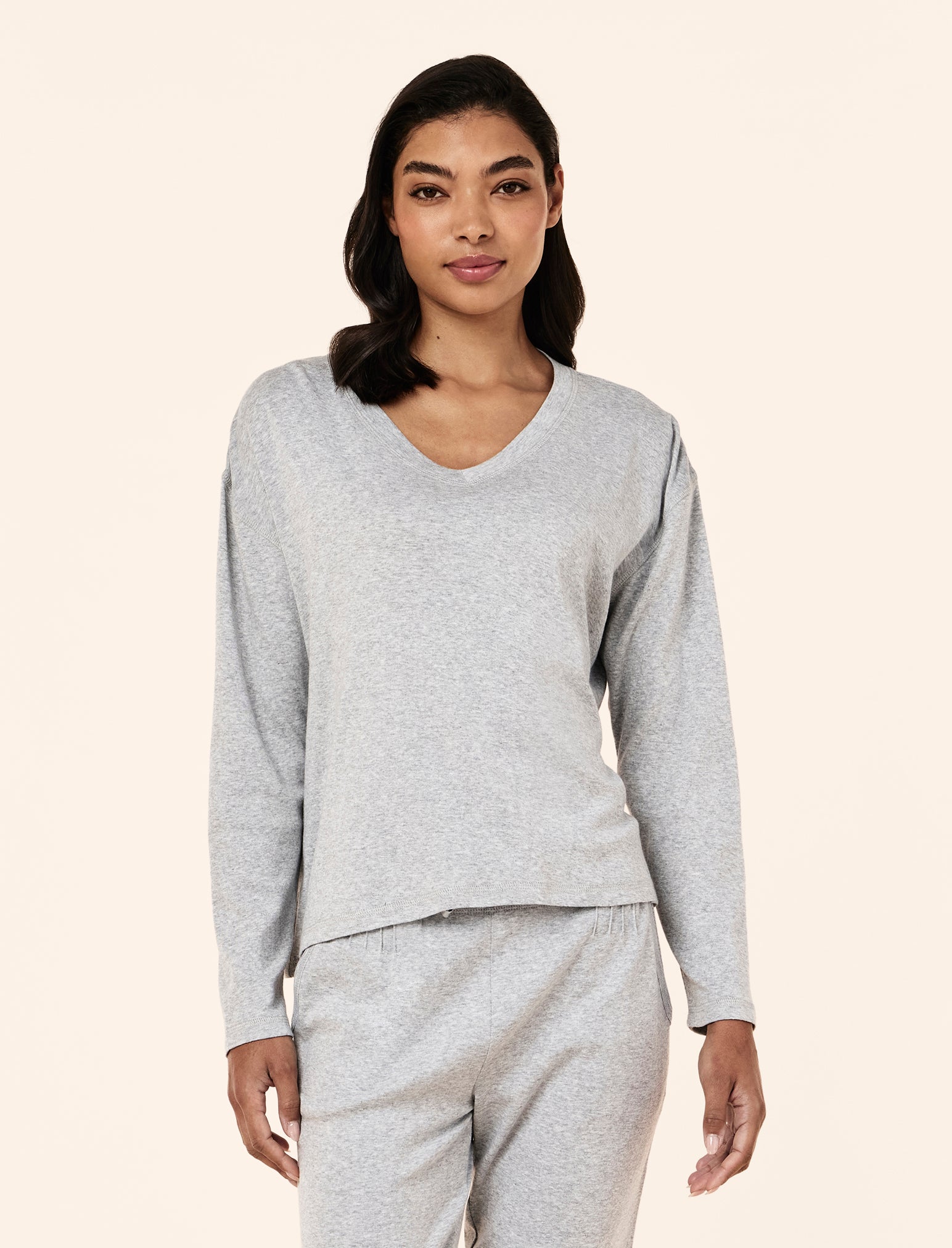 Pia Luxe V-Neck Long Sleeve Top