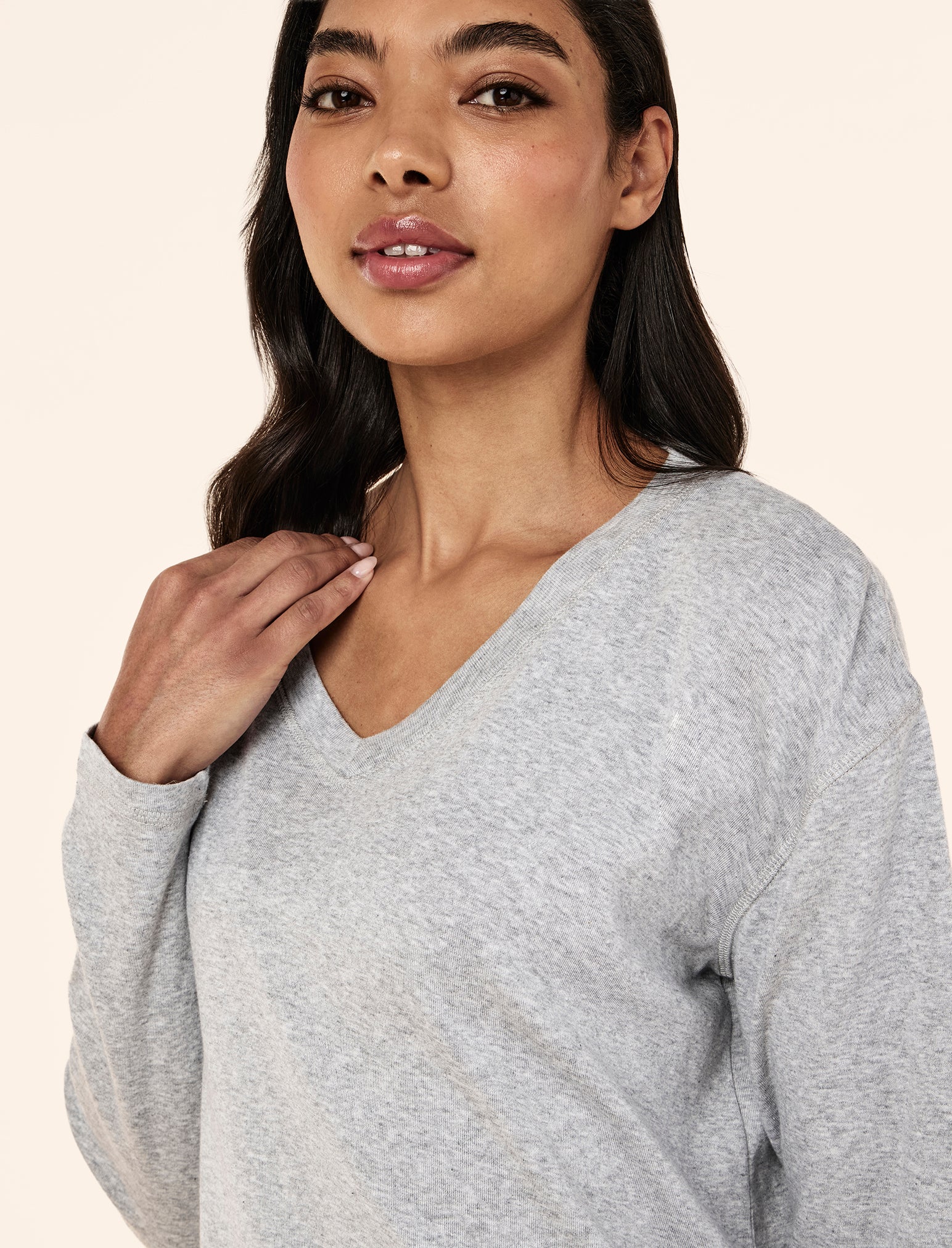 Pia Luxe V-Neck Long Sleeve Top