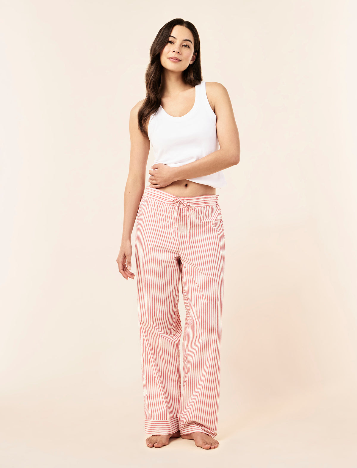 Stripe Cotton Wide Leg Pant