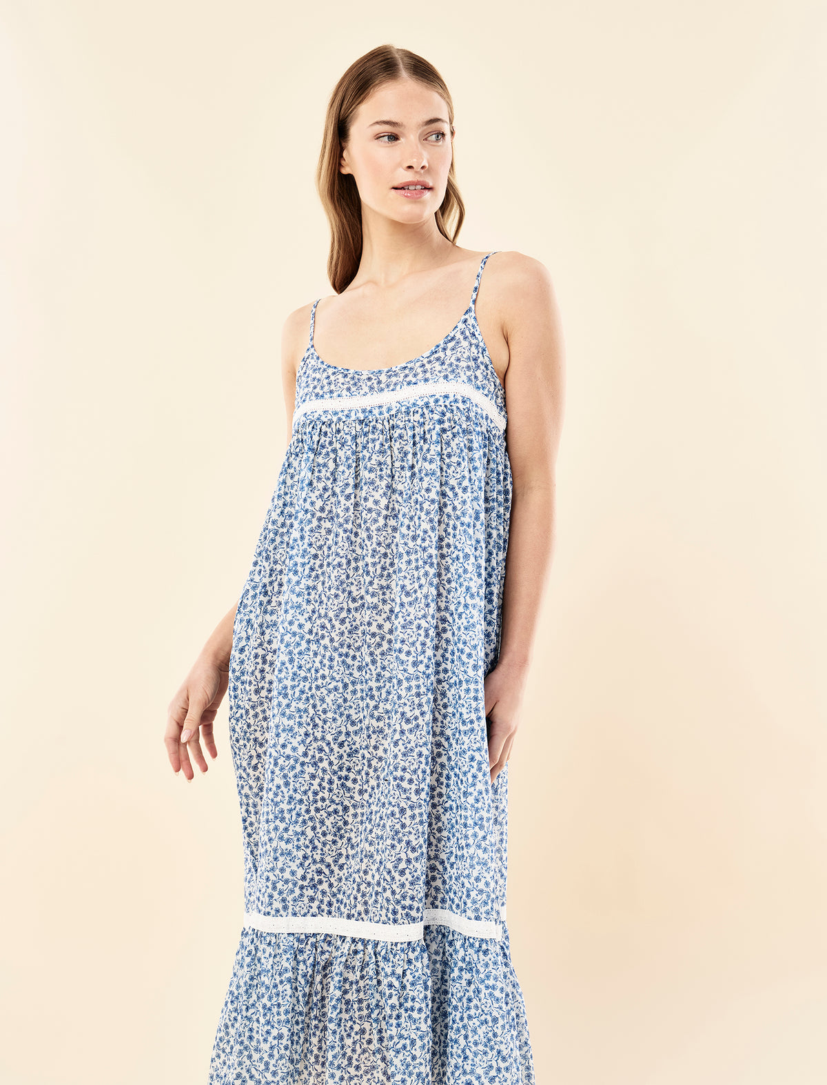 Sorrento Lace Trim Maxi Nightie