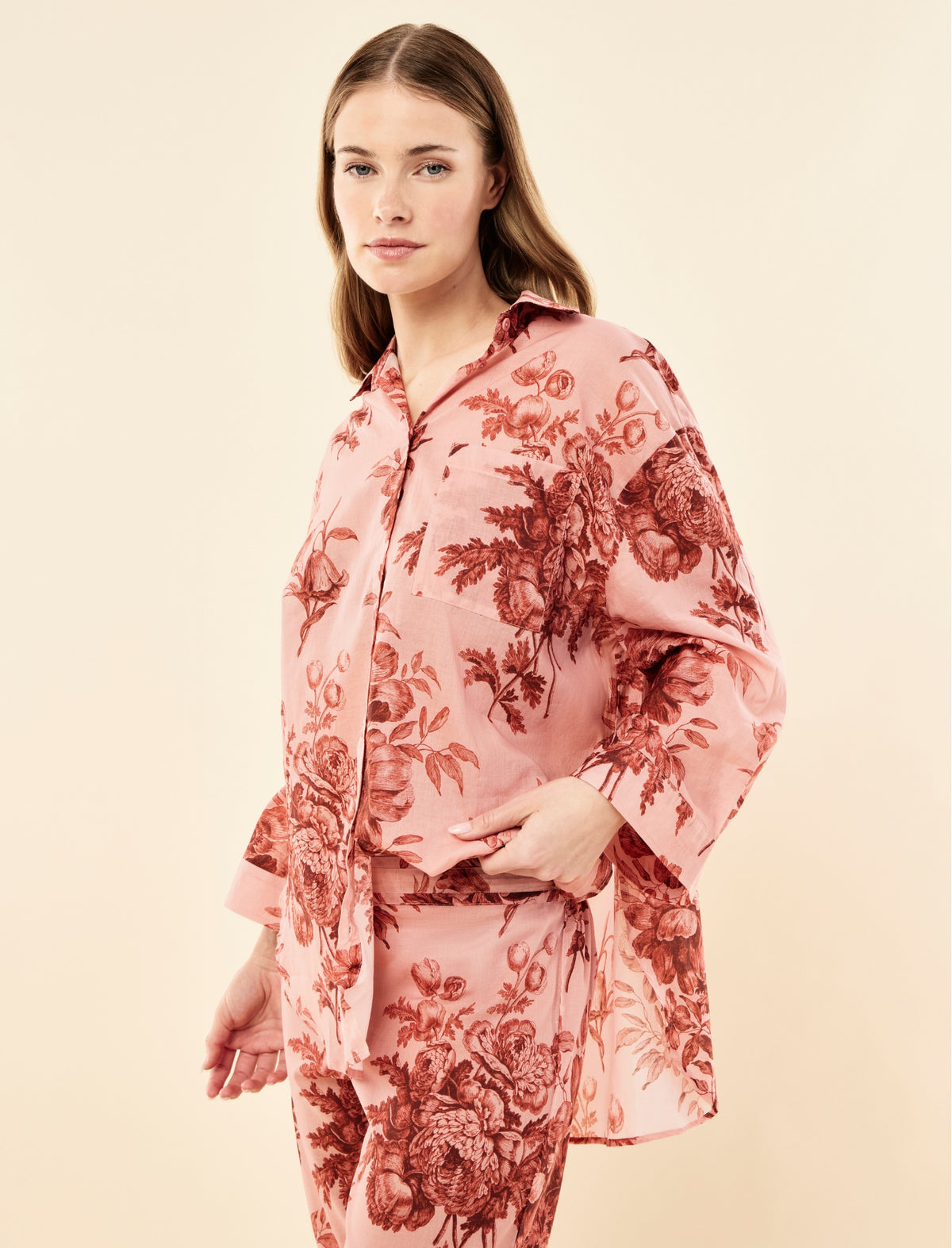 Karen Walker Romantic Floral Long Sleeve Crop PJ Set