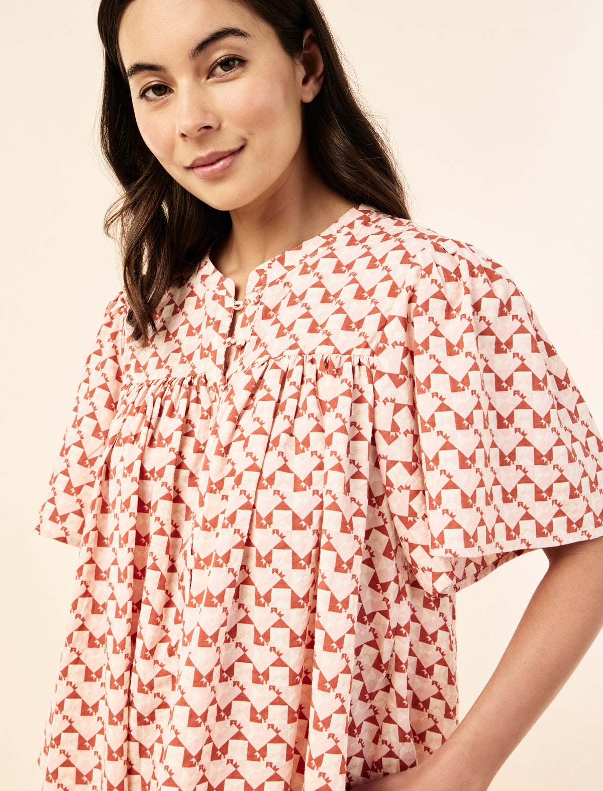 Karen Walker Monogram Tiles Gathered Boxer PJ Set