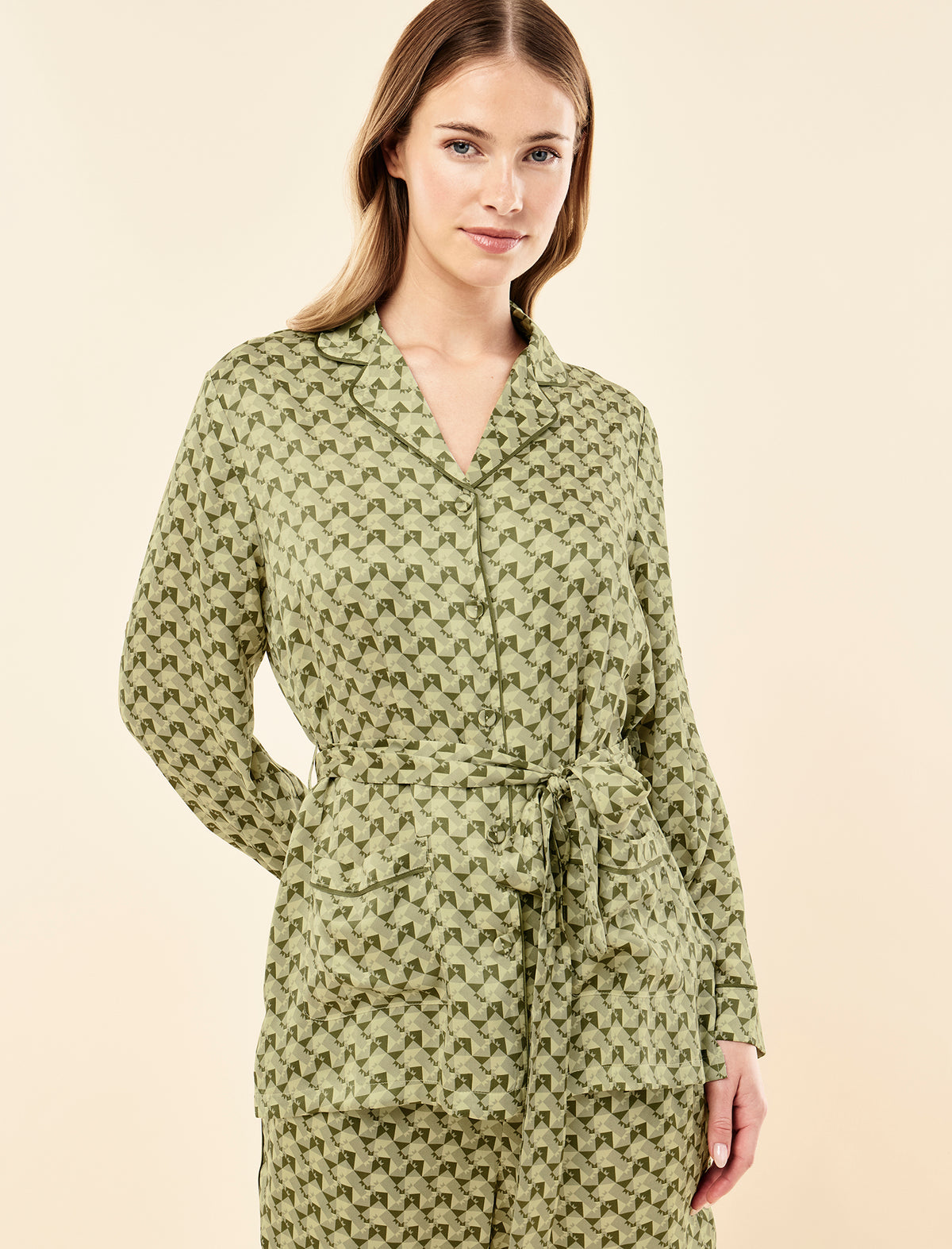 Karen Walker Monogram Tiles Silk Wrap PJ Set
