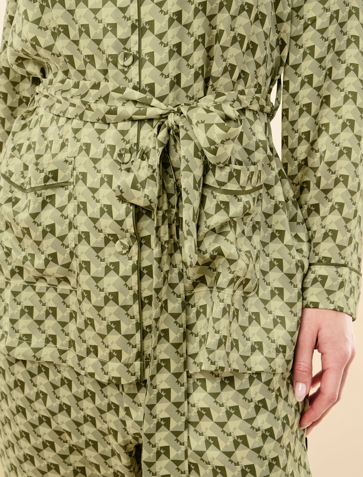 Karen Walker Monogram Tiles Silk Wrap PJ Set