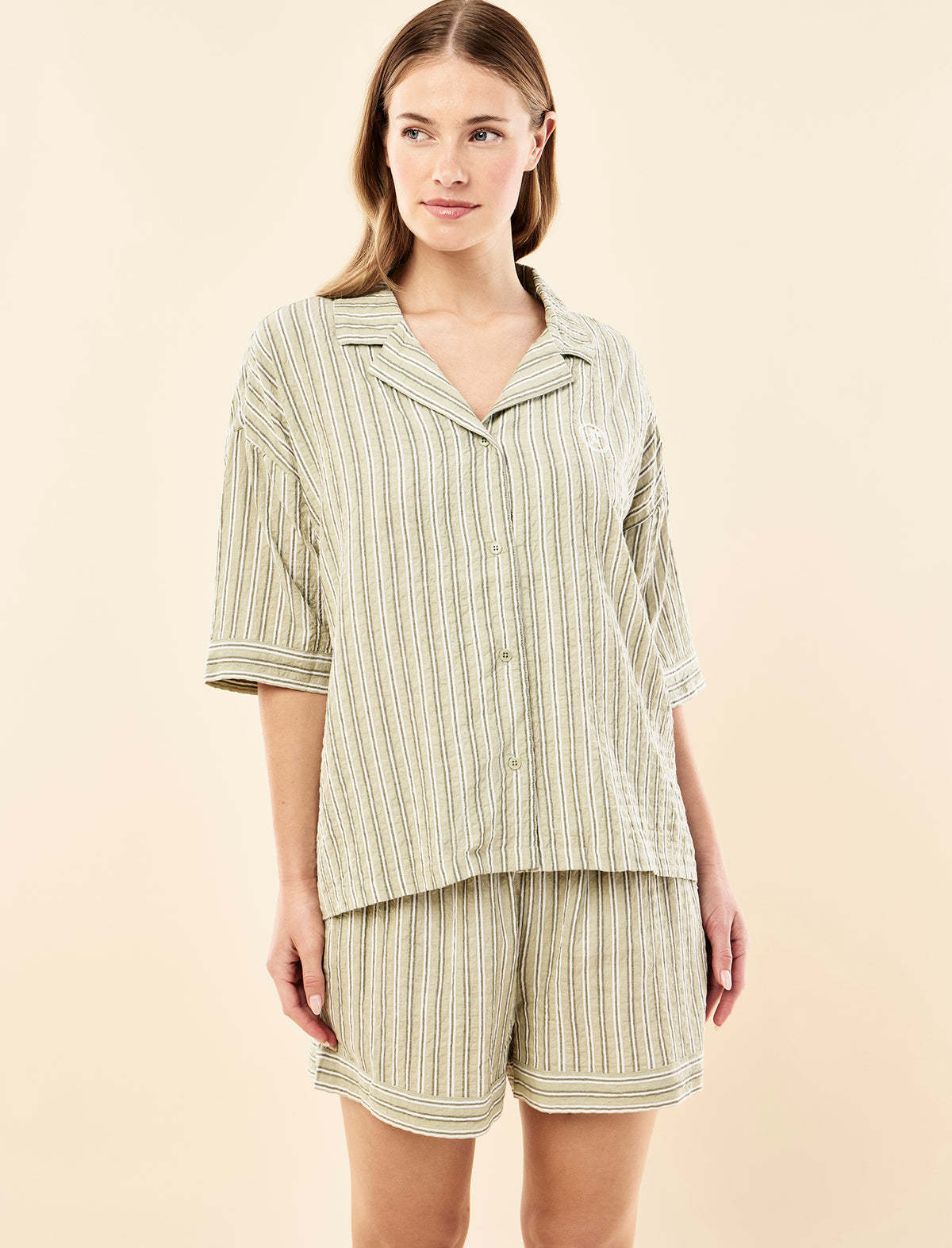 Karen Walker Seersucker Stripe Boxer PJ Set