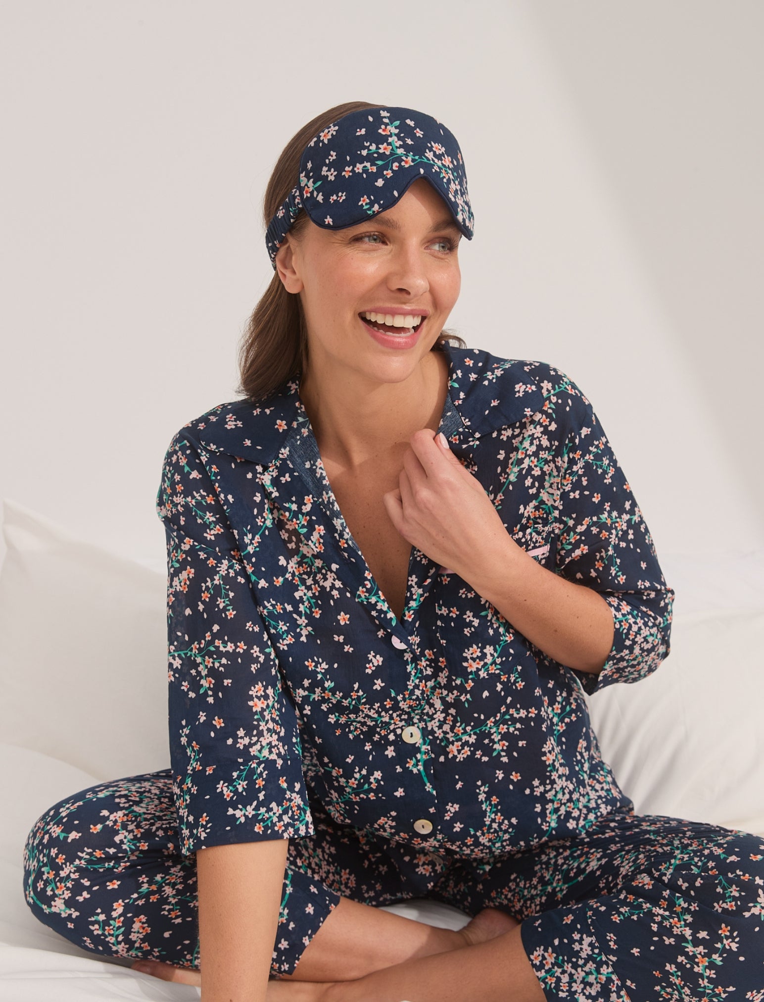 Cheri Blossom Crop PJ Set with Eye Mask