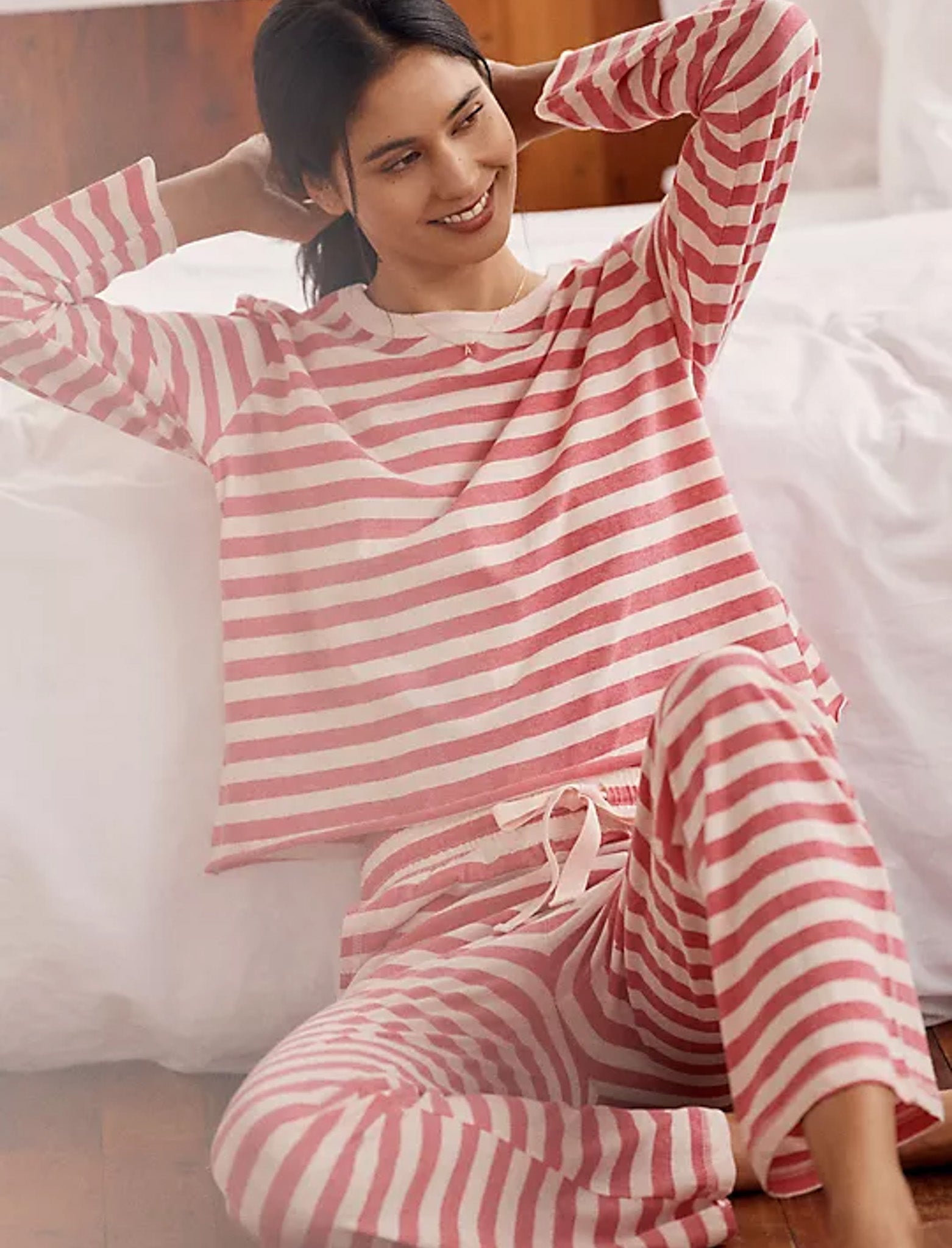 Jada Organic Cotton Knit Long Sleeve Boxy Tee & Straight Leg Pant Set