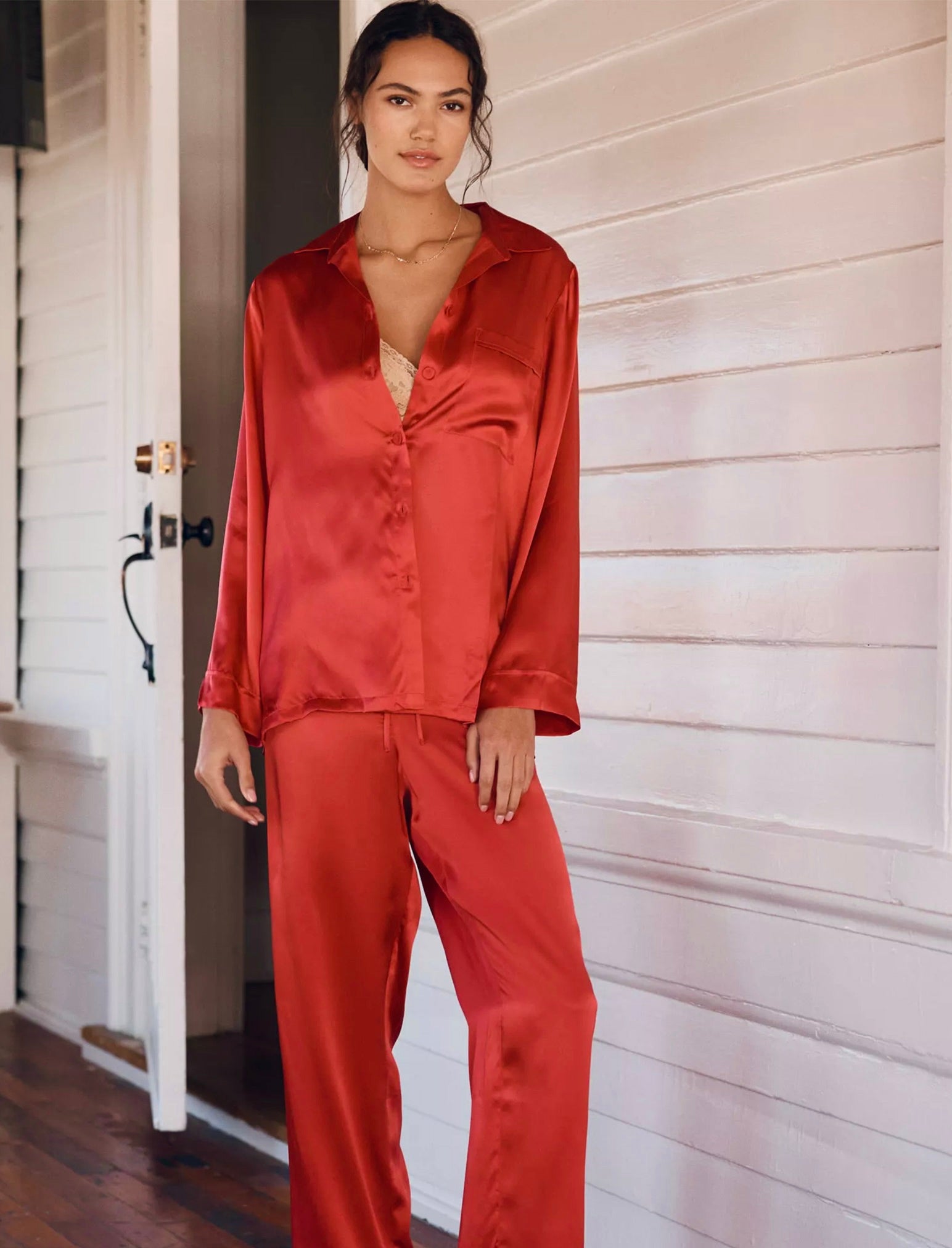 Audrey Washable Silk Full Length PJ Set