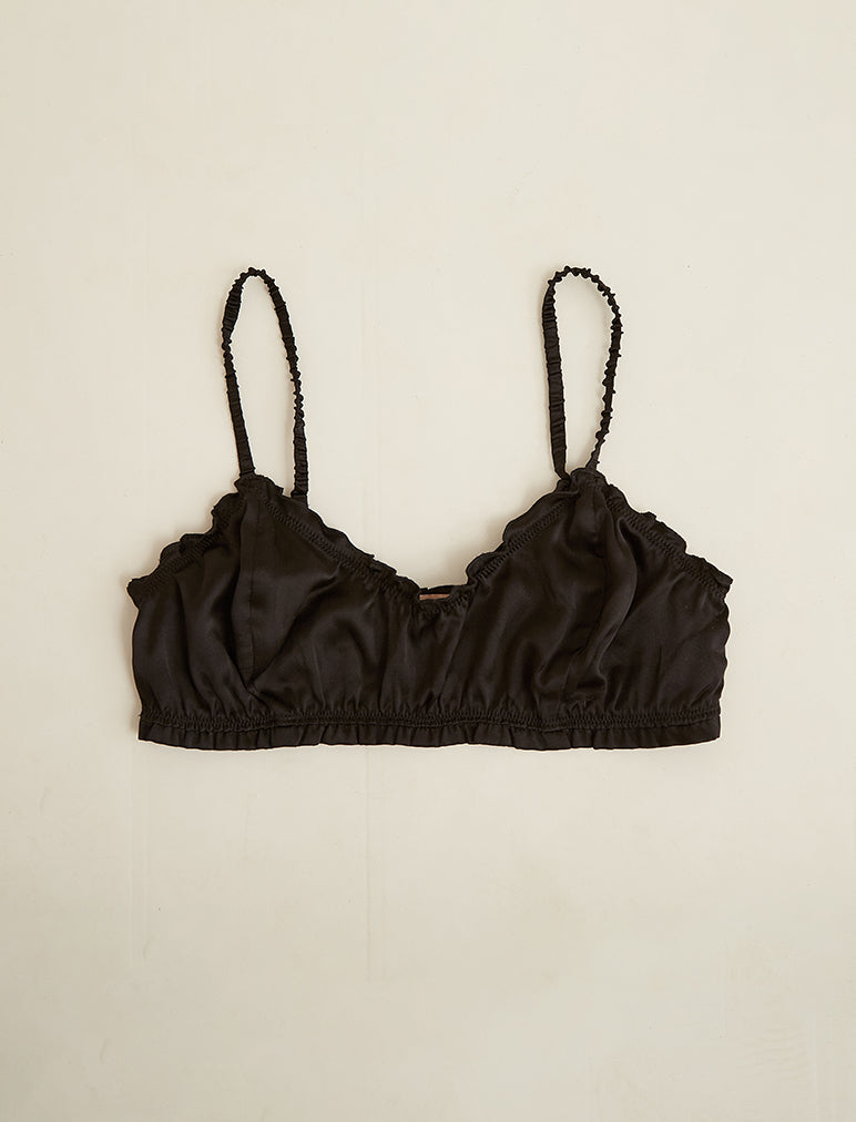 Odile black silk bralette  Luxury silk bras and lingerie