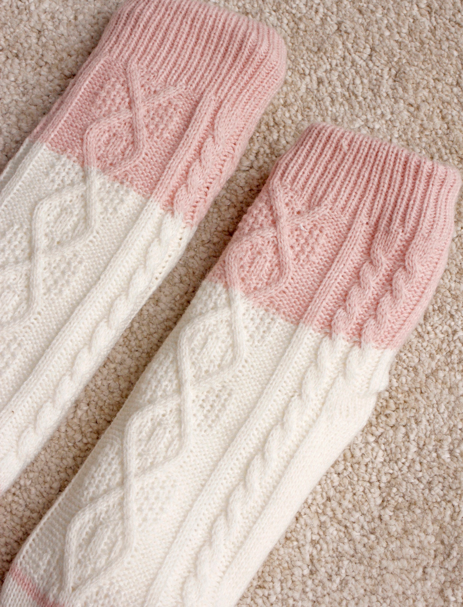 Colour Block Cable Reading Socks