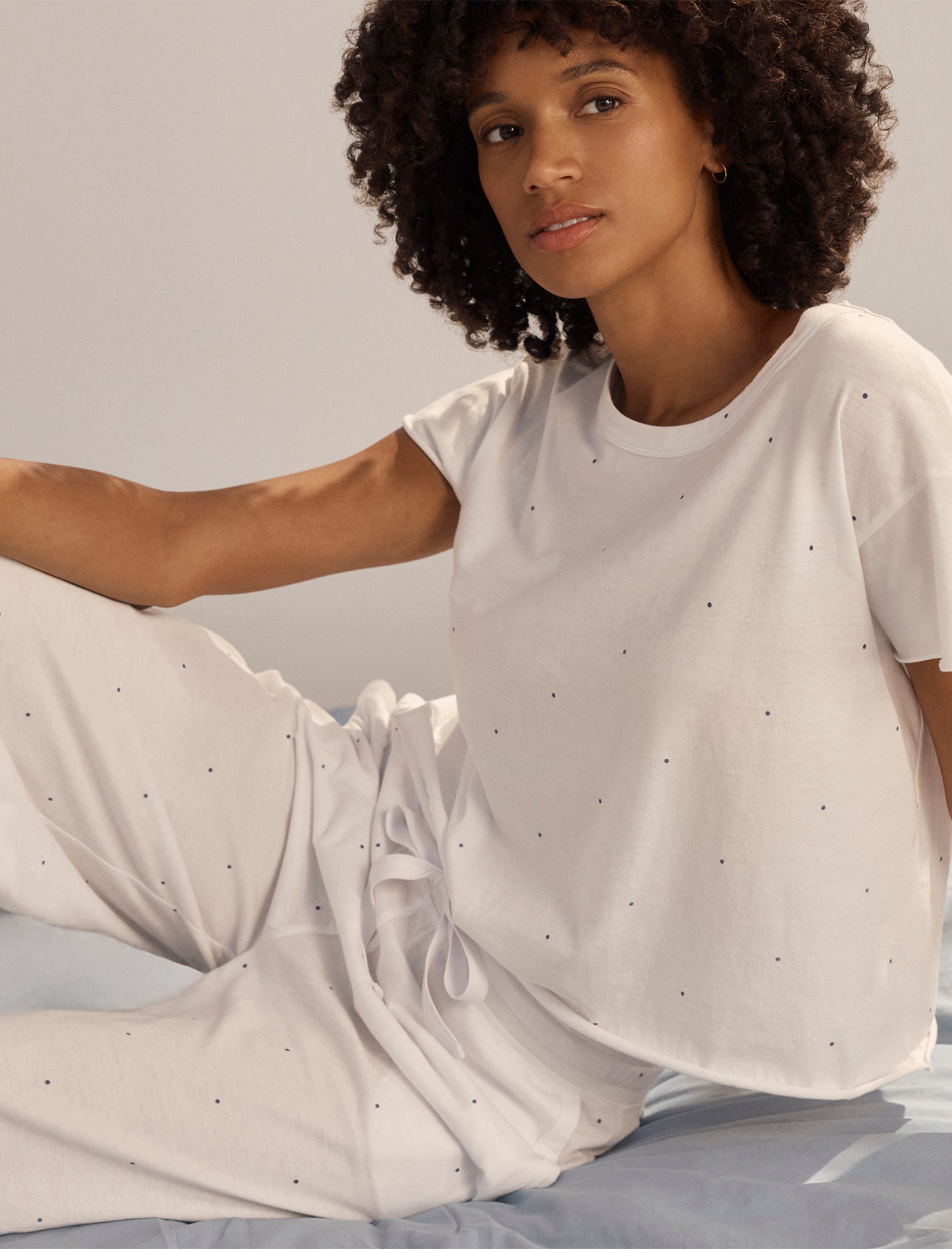 Jada Organic Cotton Knit Boxy Tee & Wide Leg Pant