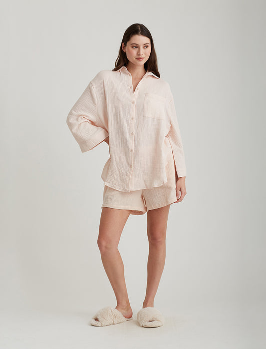 Ashley Textured Cotton Oversized Shirt