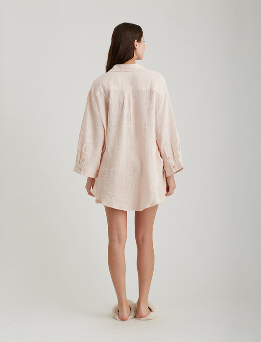 Ashley Textured Cotton Oversized Shirt
