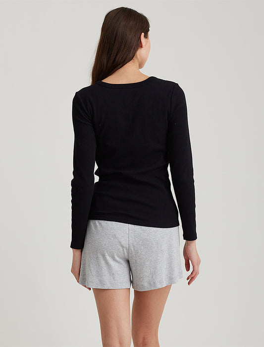 Milla Rib Shelf Bra Henley L/S Tee