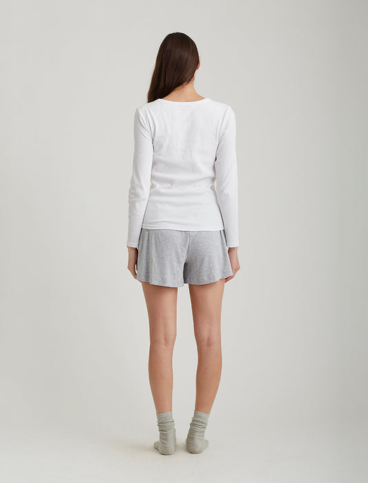 Milla Rib Shelf Bra Henley L/S Tee