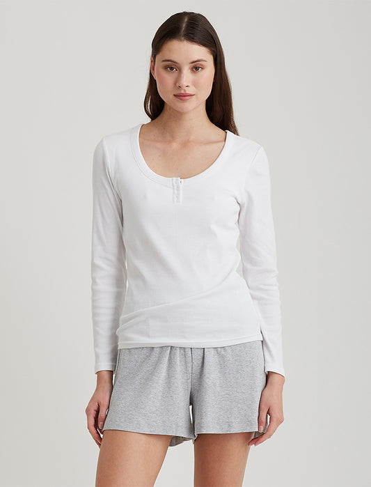 Milla Rib Shelf Bra Henley L/S Tee