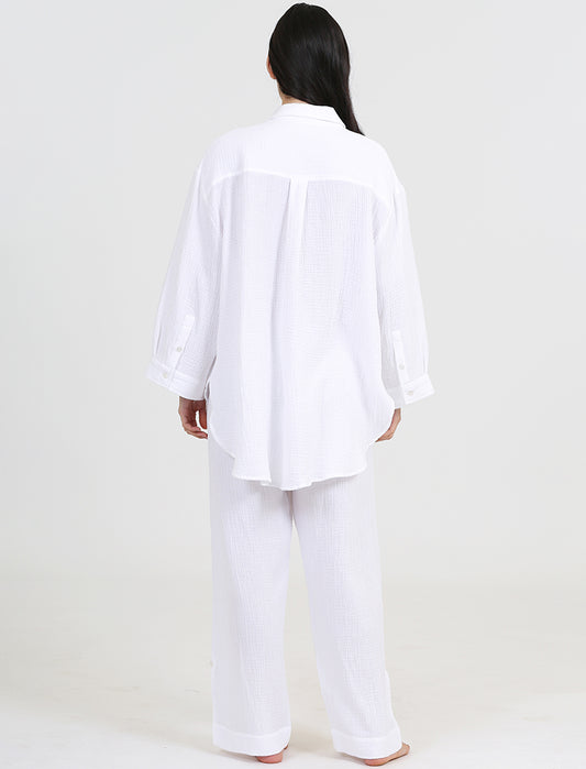 Ashley Textured Cotton Wide Leg Pant
