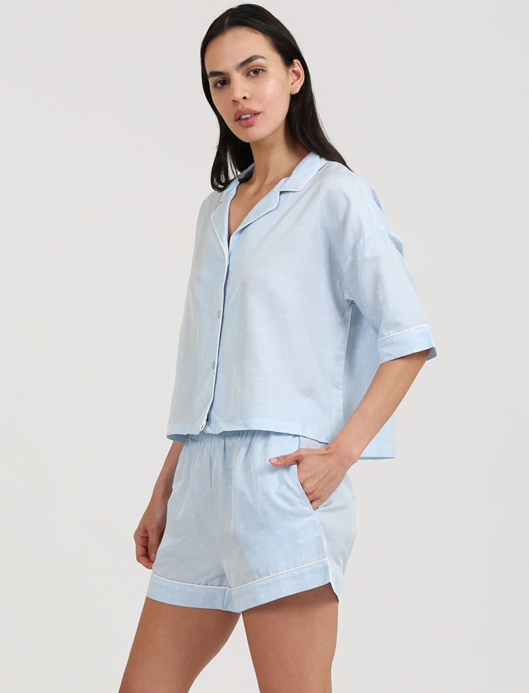 Luxe Blue Spot Boxer PJ Set